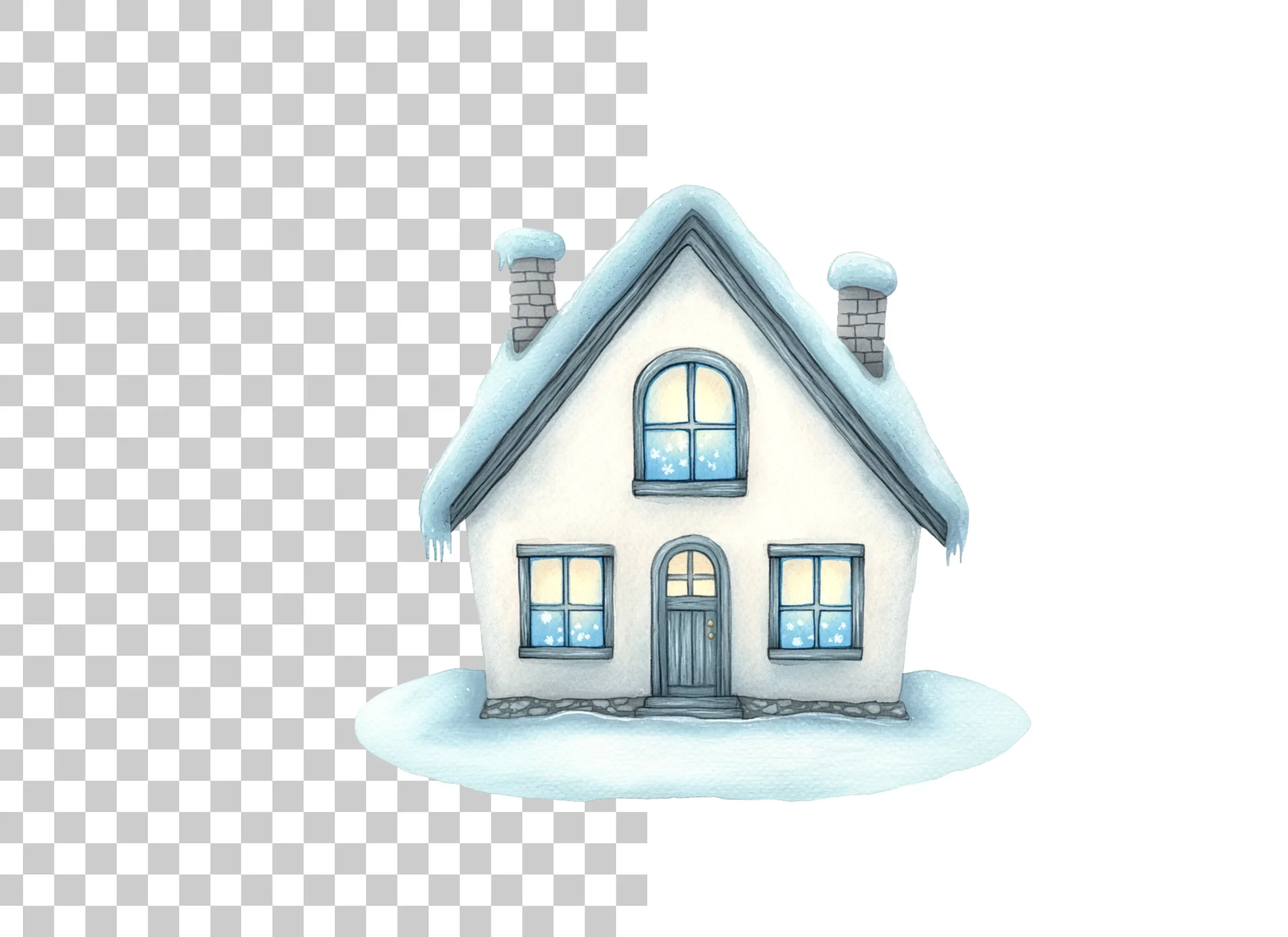 Cozy Winter Houses Clipart Bundle - Image 6