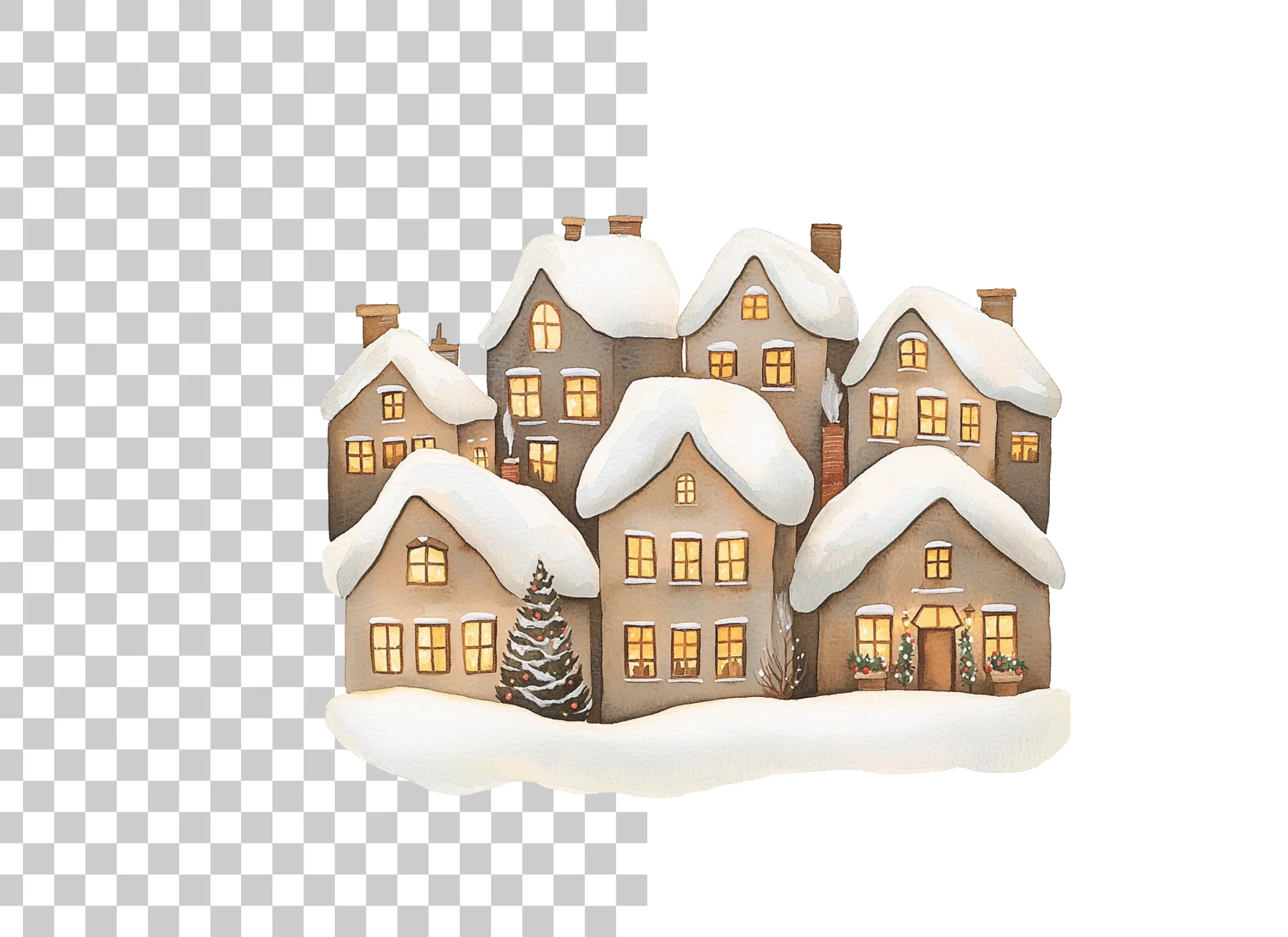 Cozy Winter Houses Clipart Bundle - Image 2