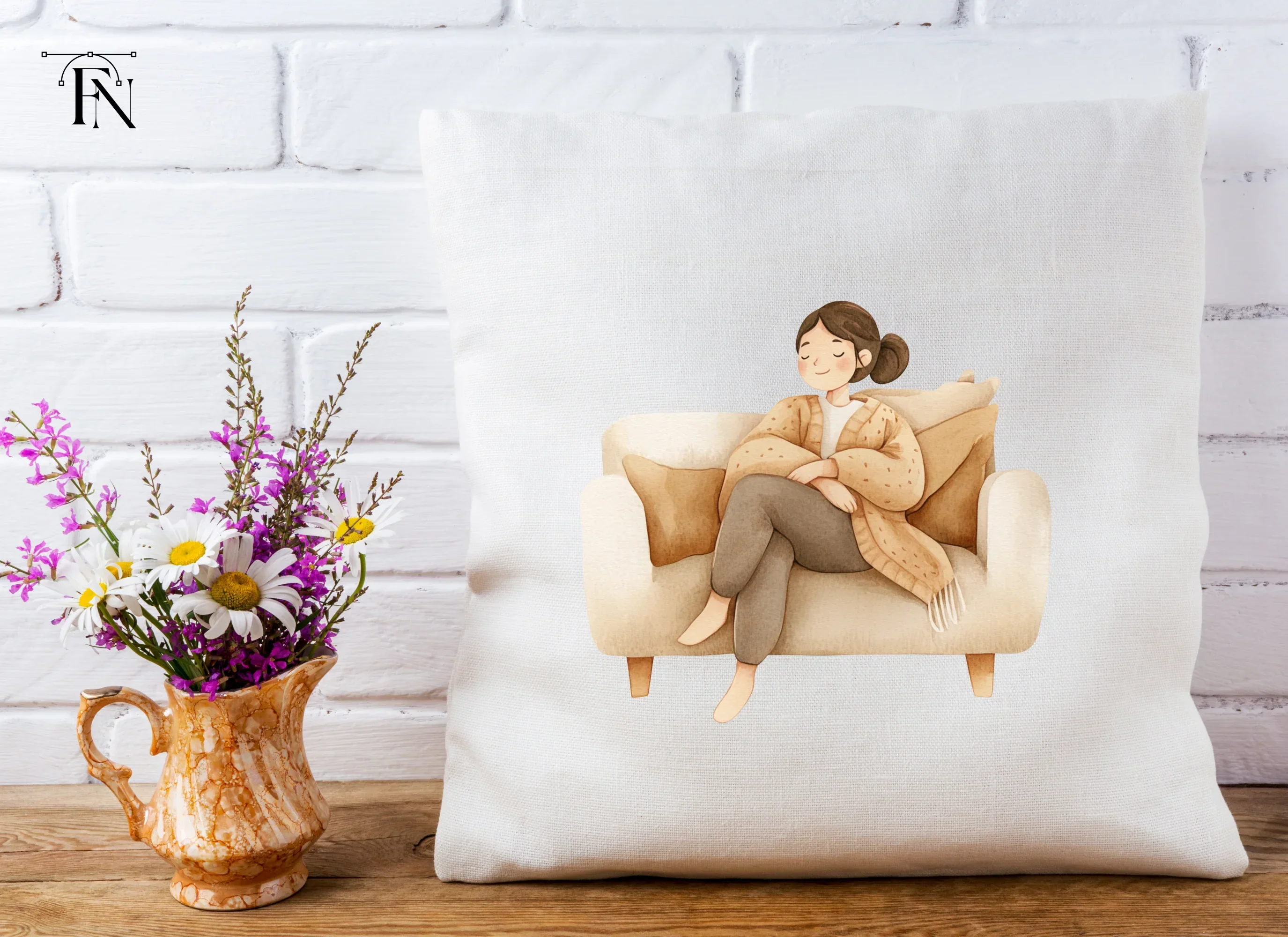 Cozy Women on Sofa Clipart Bundle - Image 4