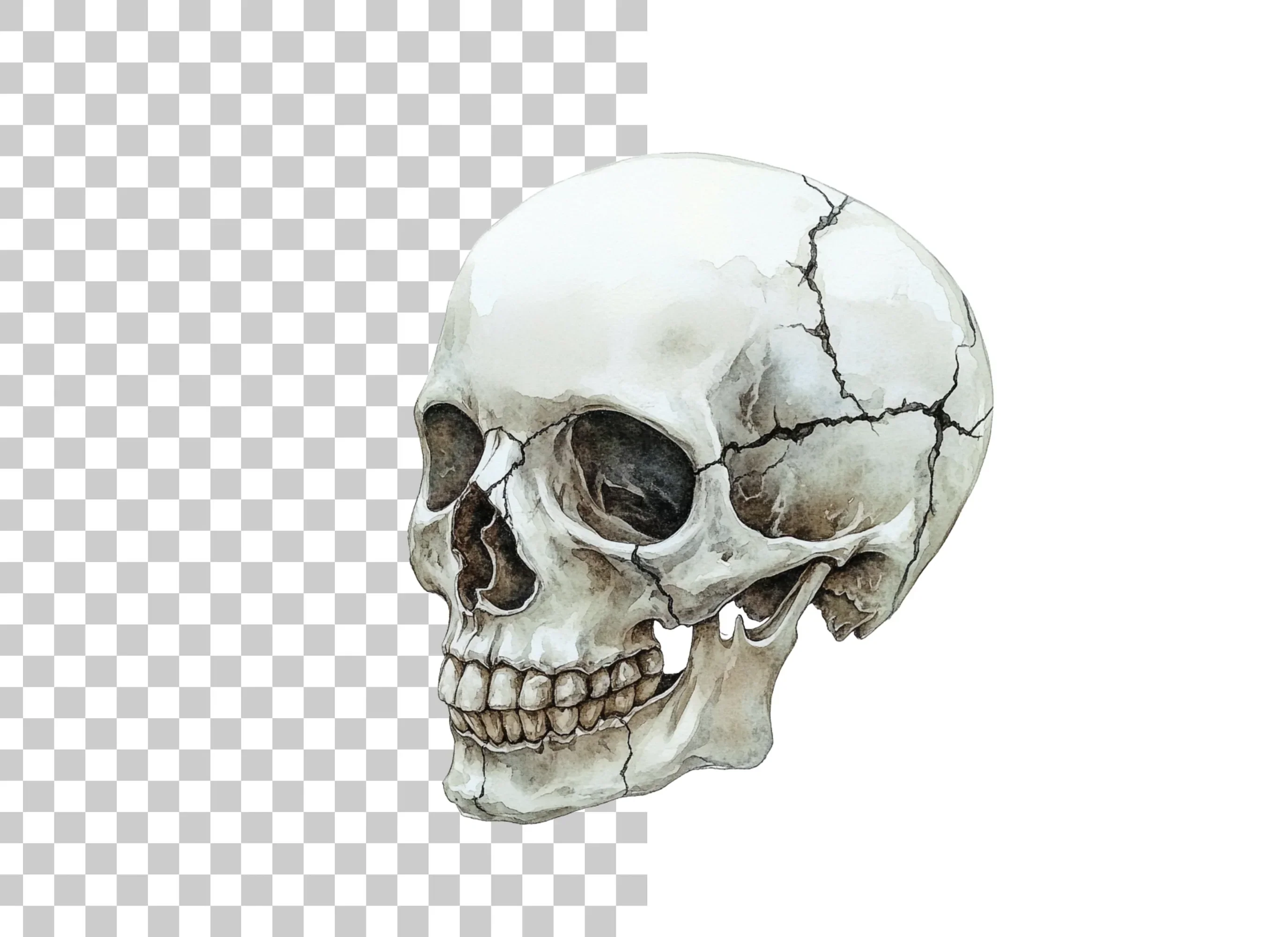 Cracked Skull Side View Clipart Bundle - Image 6