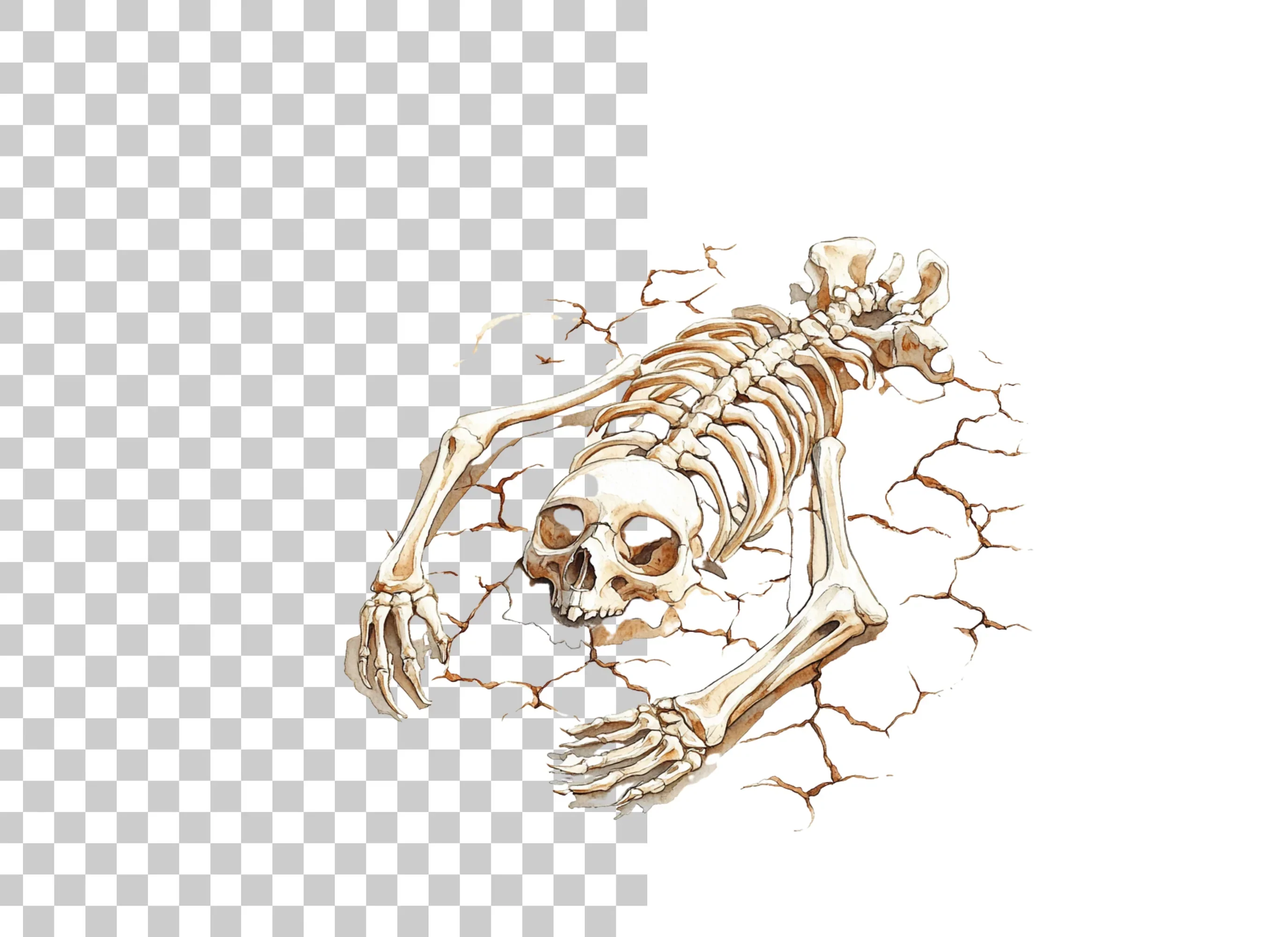 Creepy Skeleton Emerging Clipart Bundle - Image 2