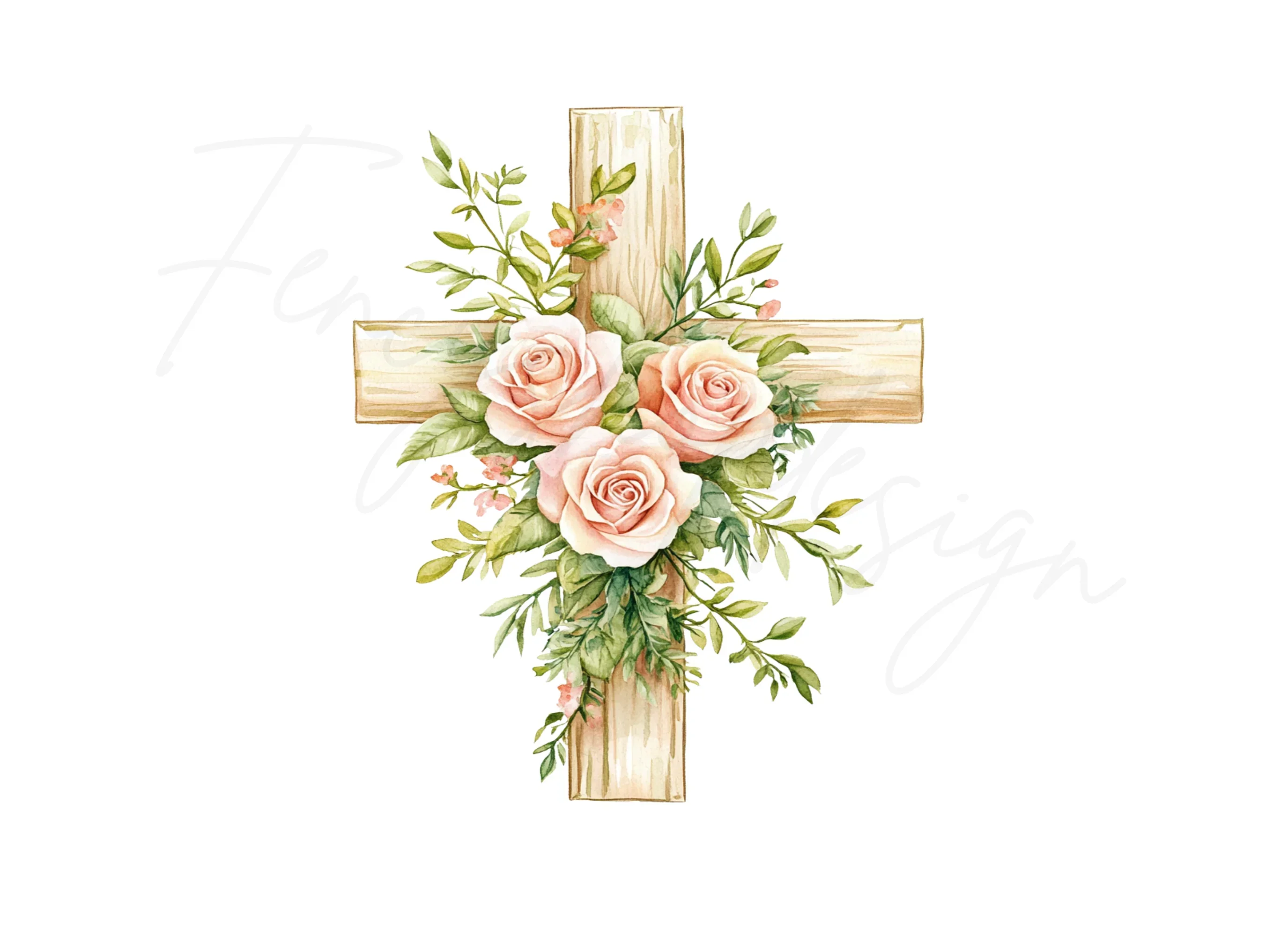 Crosses with Pink Roses Clipart Bundle - Image 3