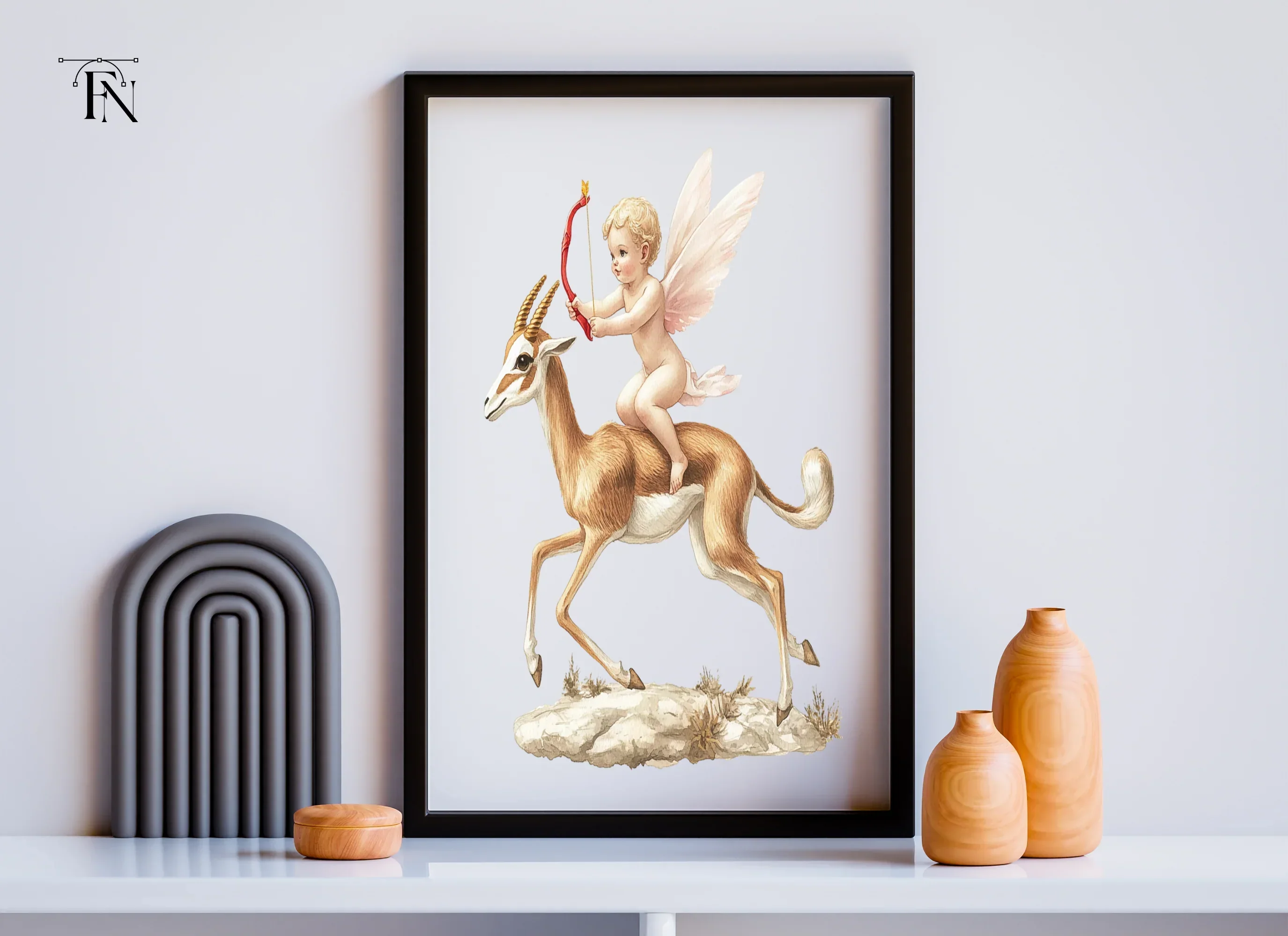 Cupid Riding Gazelle Clipart Bundle - Image 5