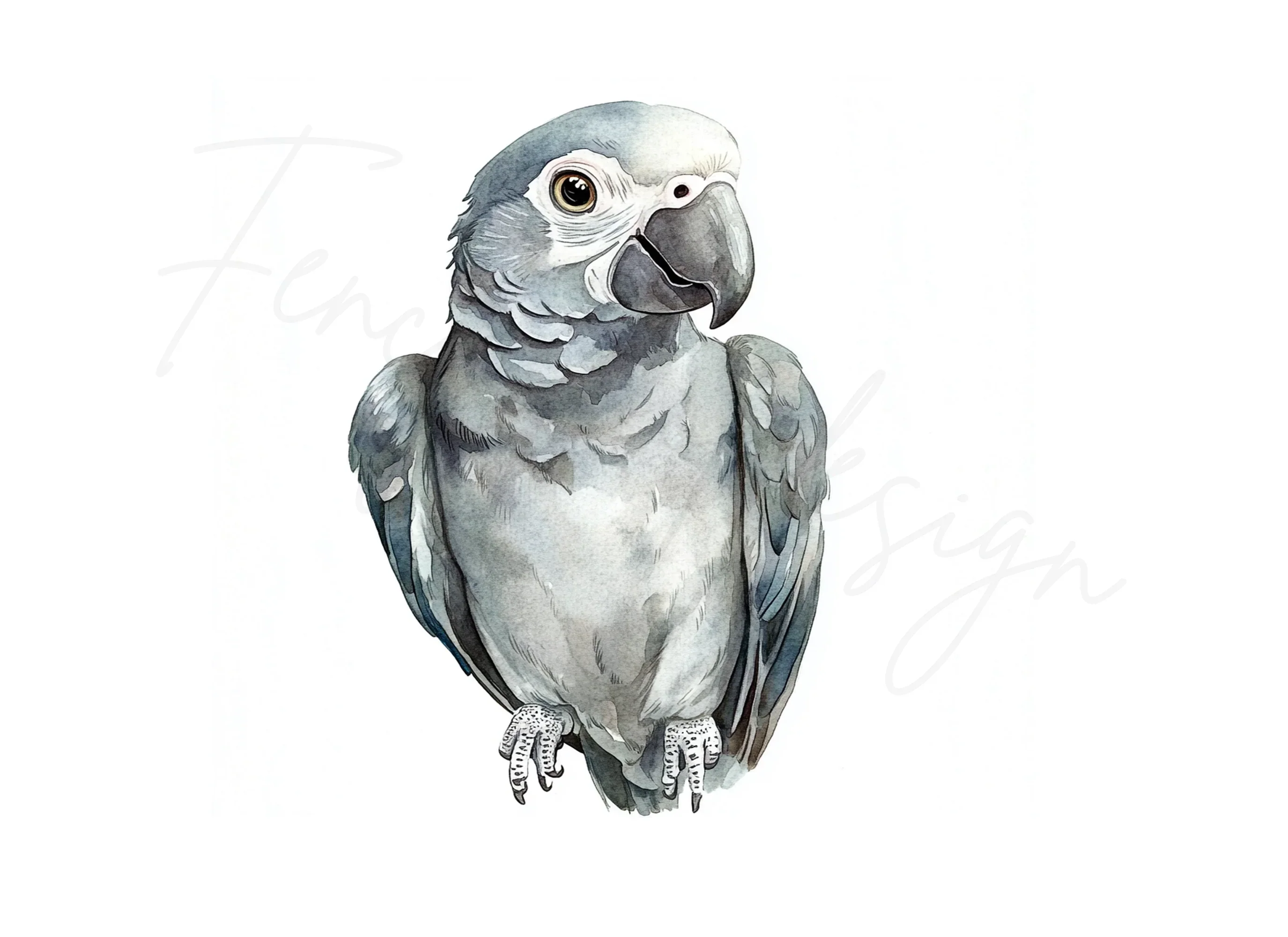 Cute African Grey Parrot Clipart Bundle - Image 3