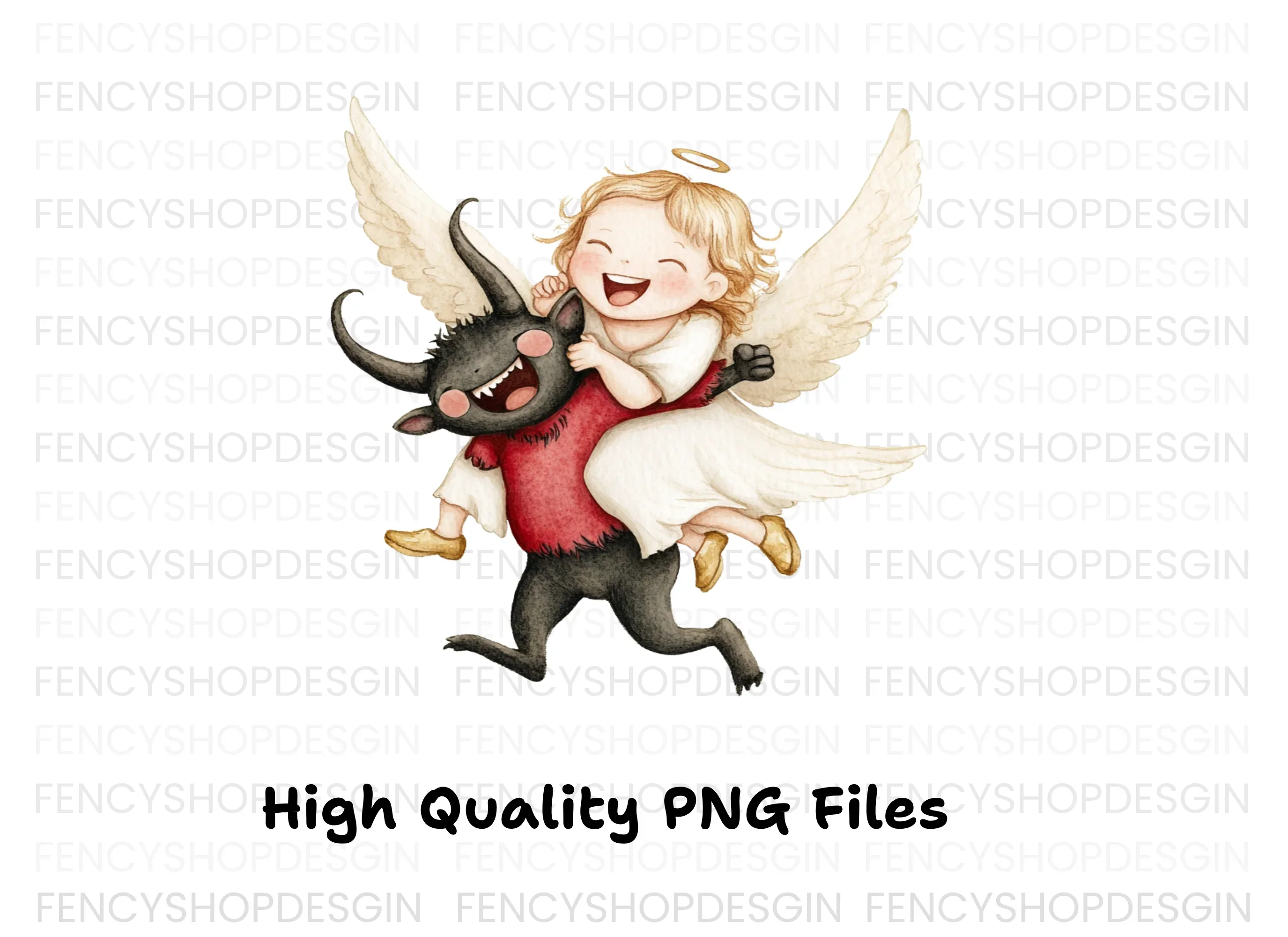 Cute Angel and Devil Friends Clipart Bundle - Image 3