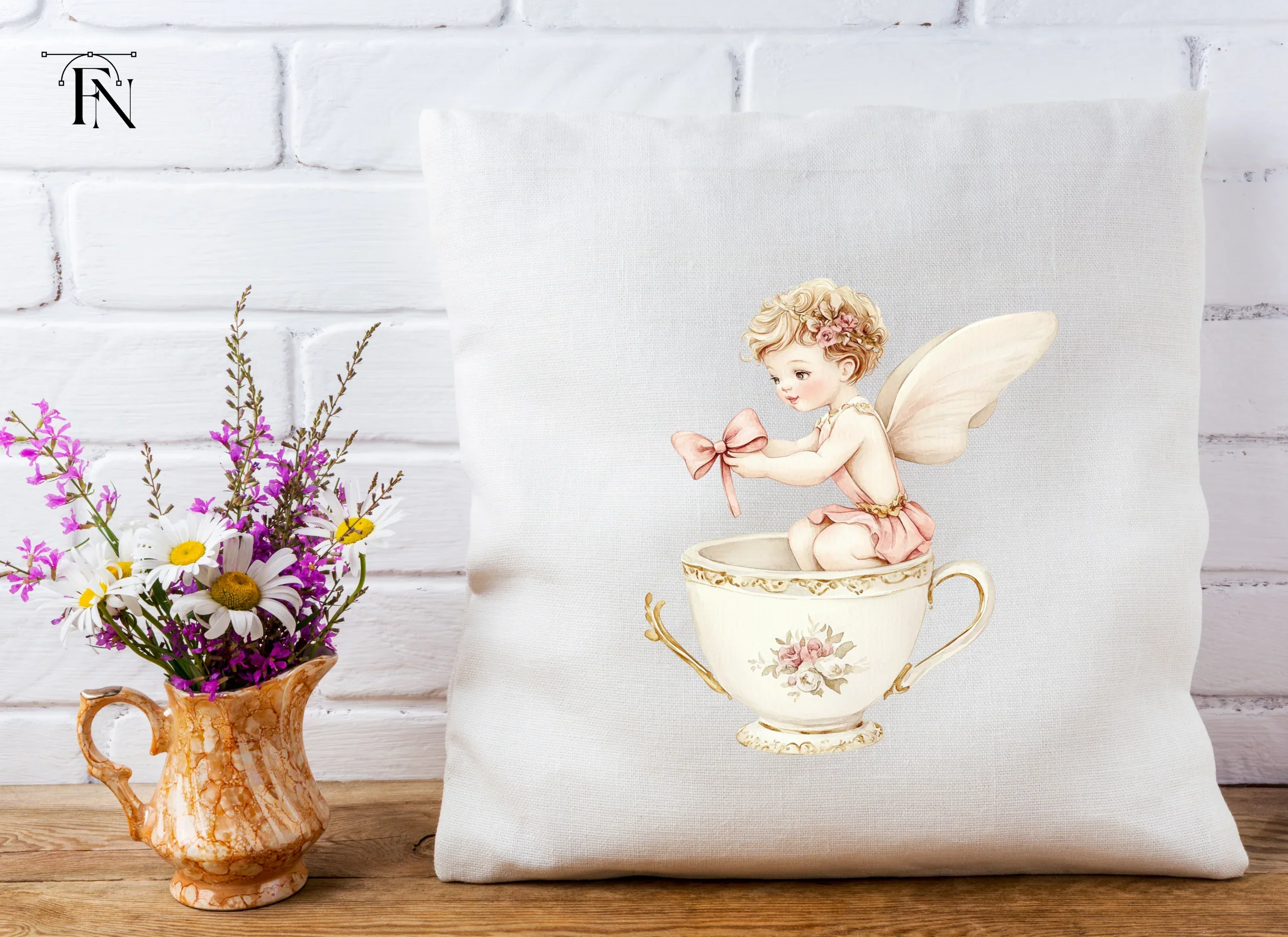 Cute Angel Babies in Teacups Clipart Bundle - Image 5