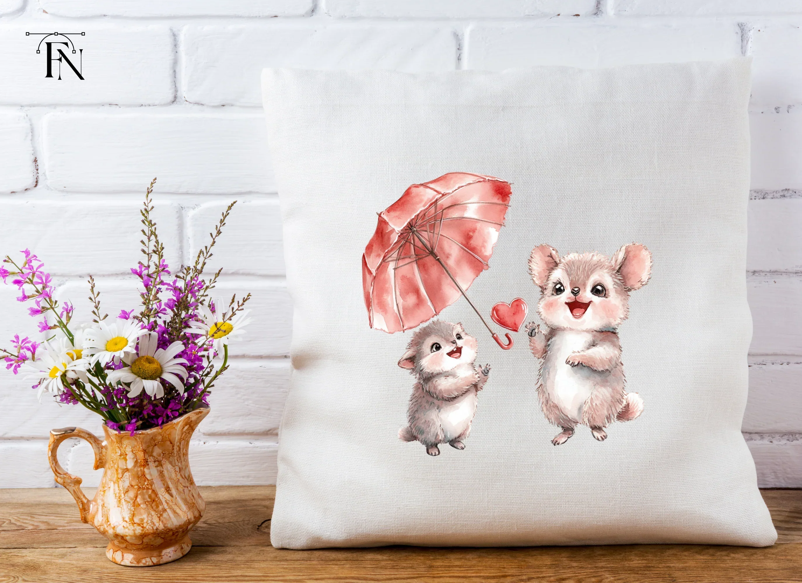 Cute Animals with Umbrellas Clipart Bundle - Image 4