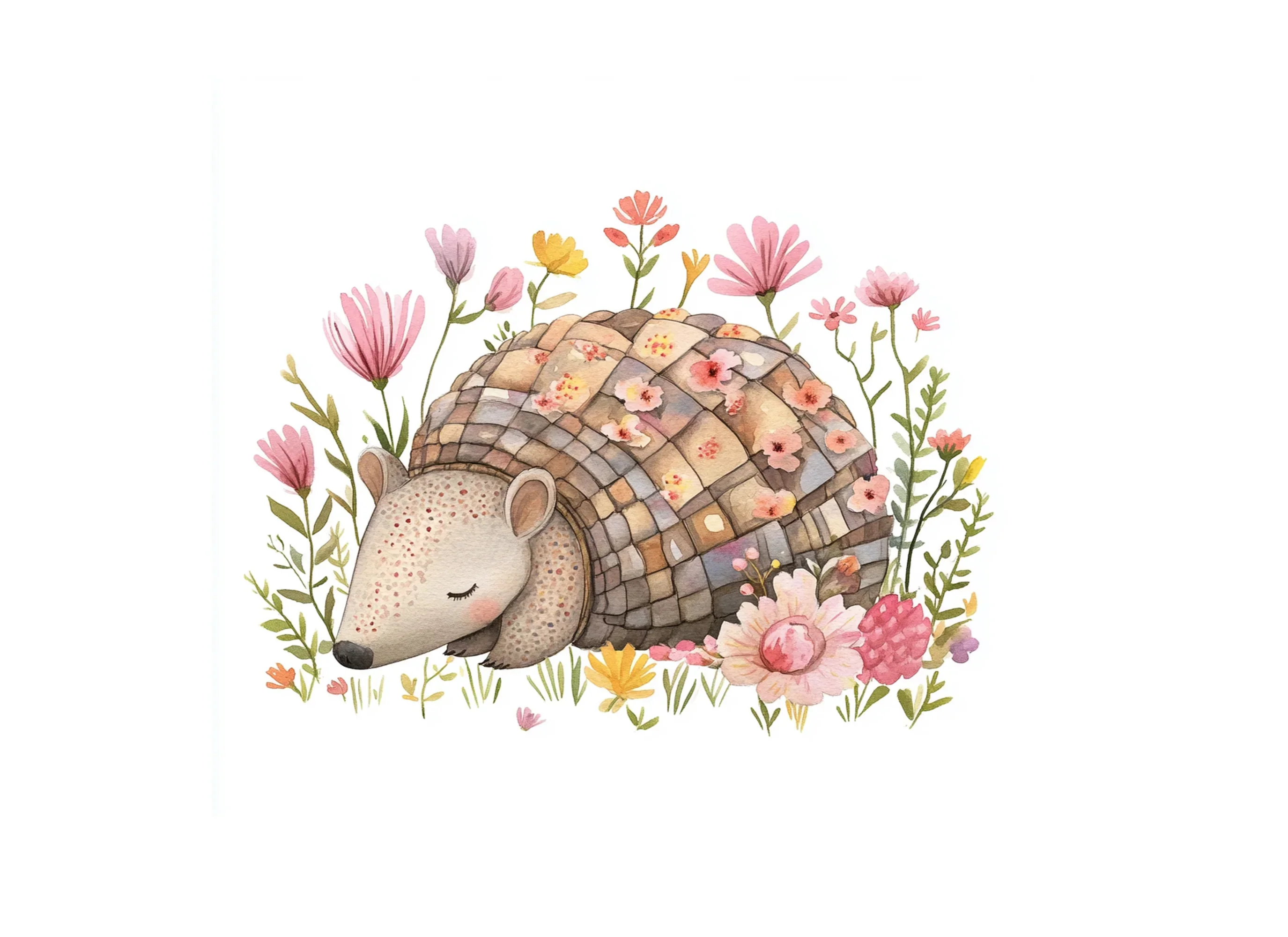 Cute Armadillo Floral Clipart Bundle - Image 2