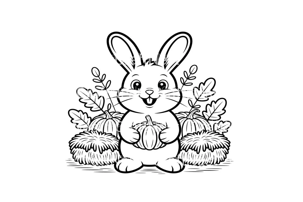 Cute Autumn Bunny Coloring Books - Image 4