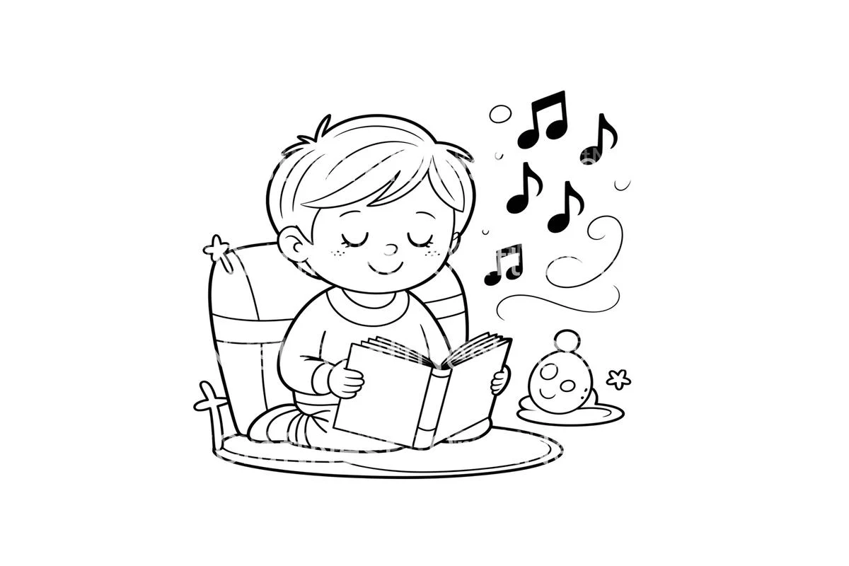 Cute Babies with Music Notes Coloring Books - Image 2