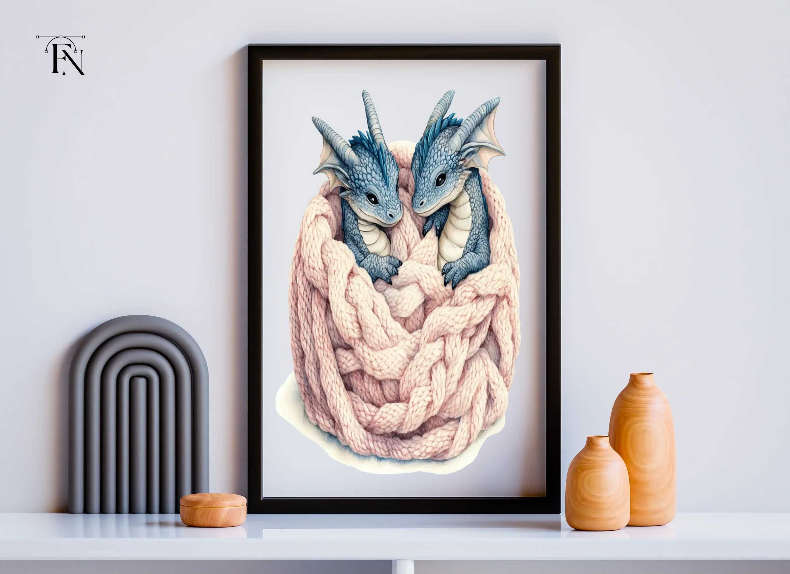 Cute Baby Dragons in Knitted Blanket Clipart Bundle - Image 6