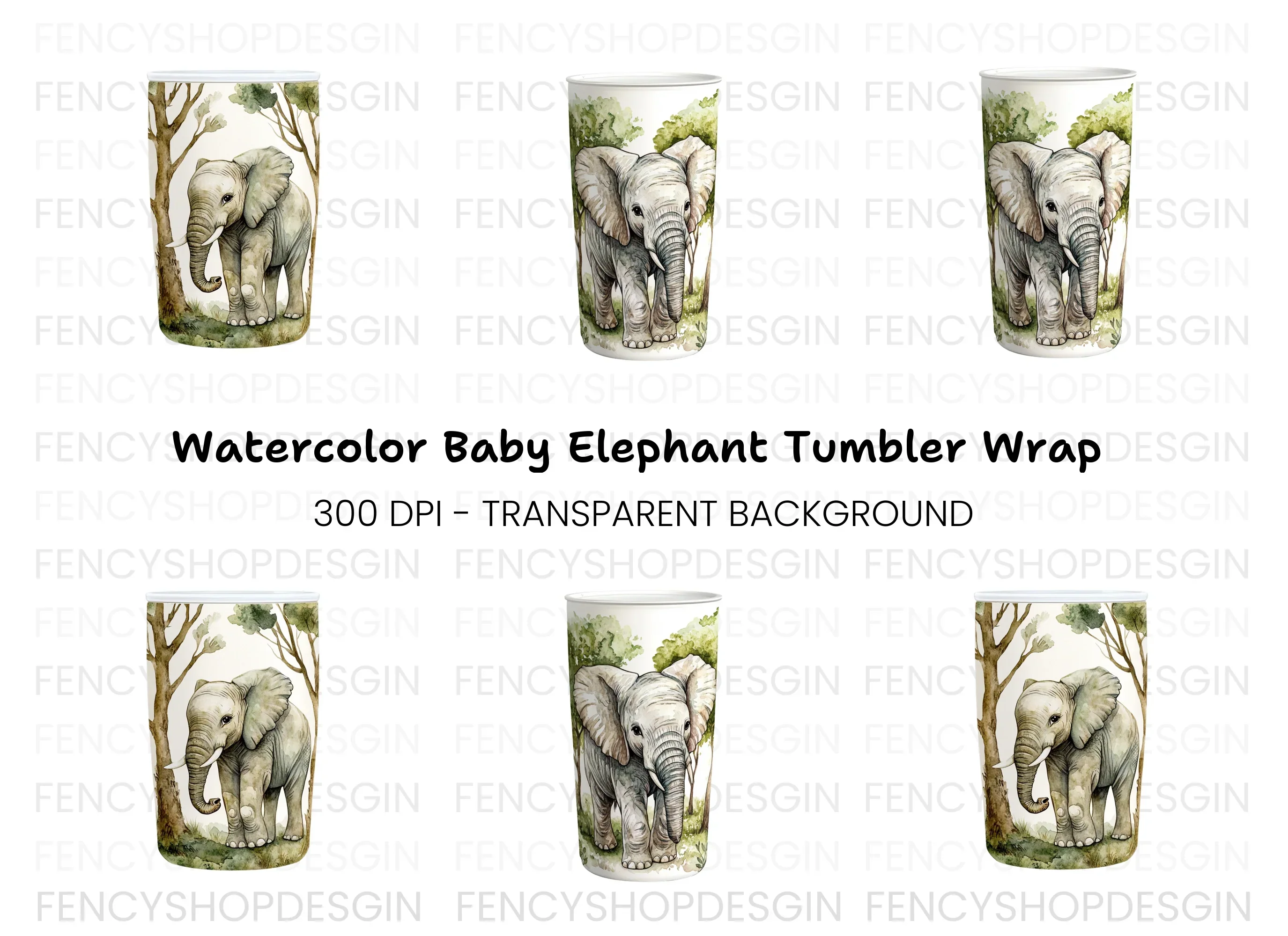 Cute Baby Elephant Clipart Bundle