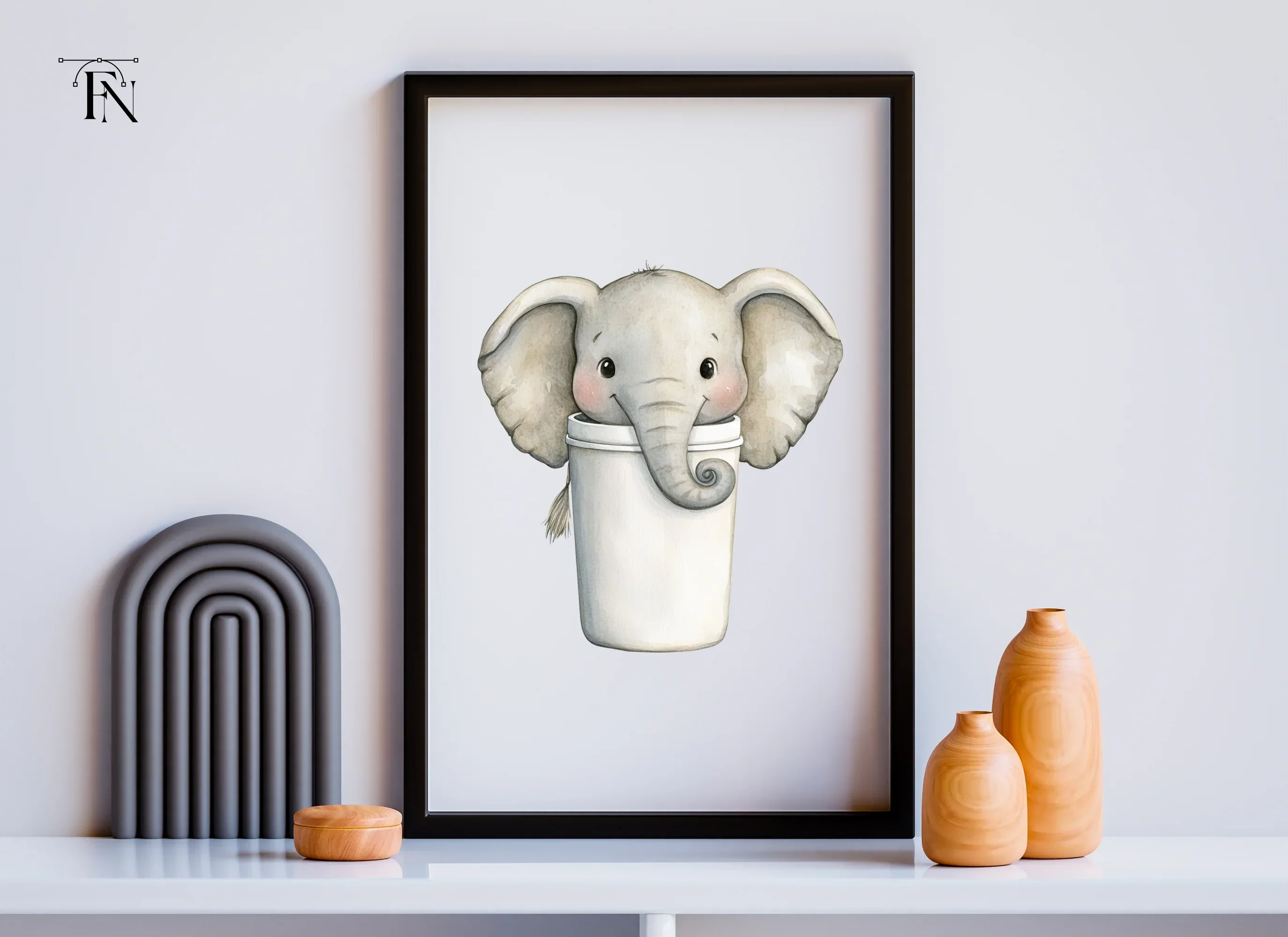 Cute Baby Elephant in Coffee Cup Clipart Bundle - Image 4