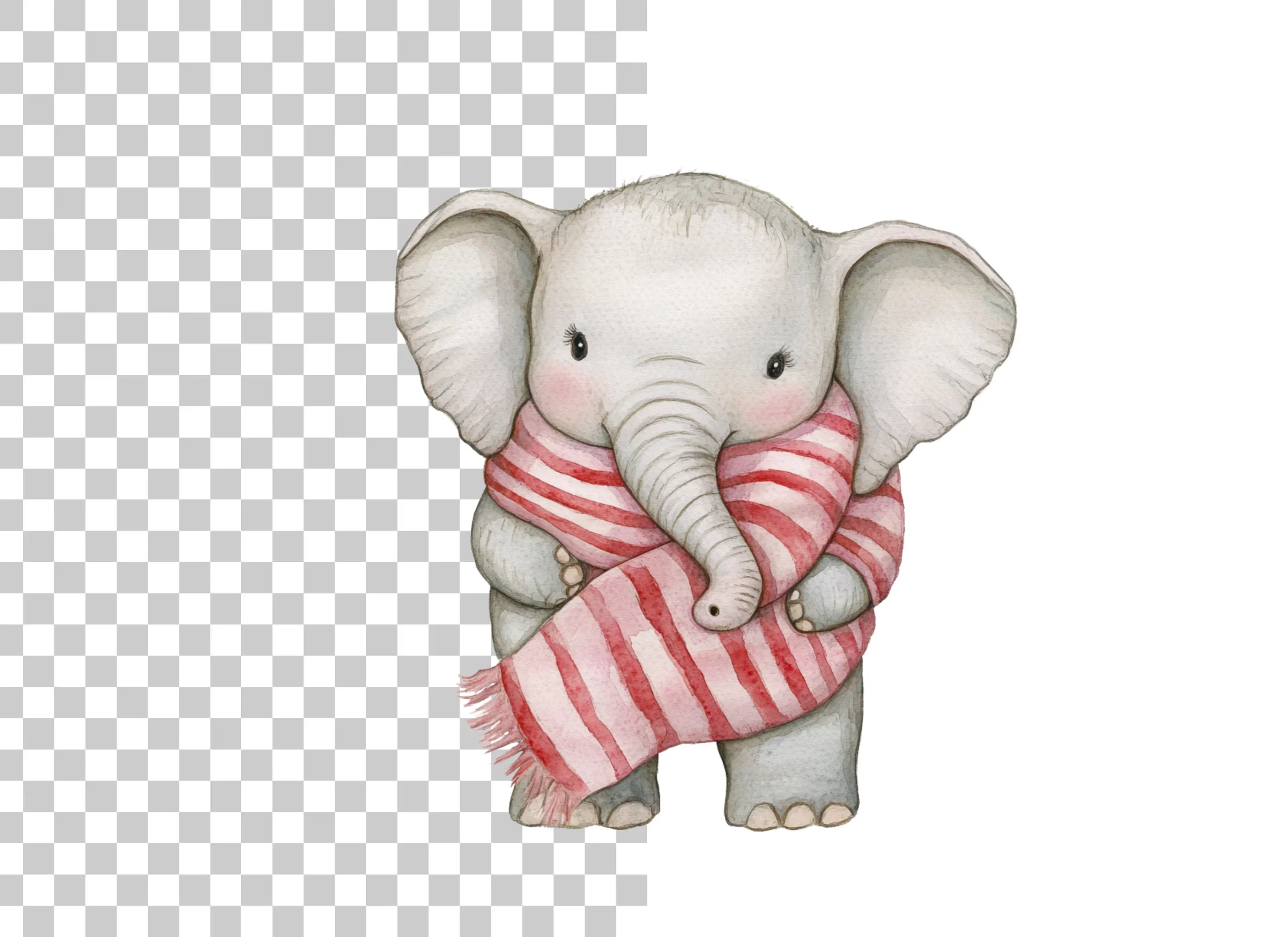 Cute Baby Elephant with Scarf Clipart Bundle - Image 2