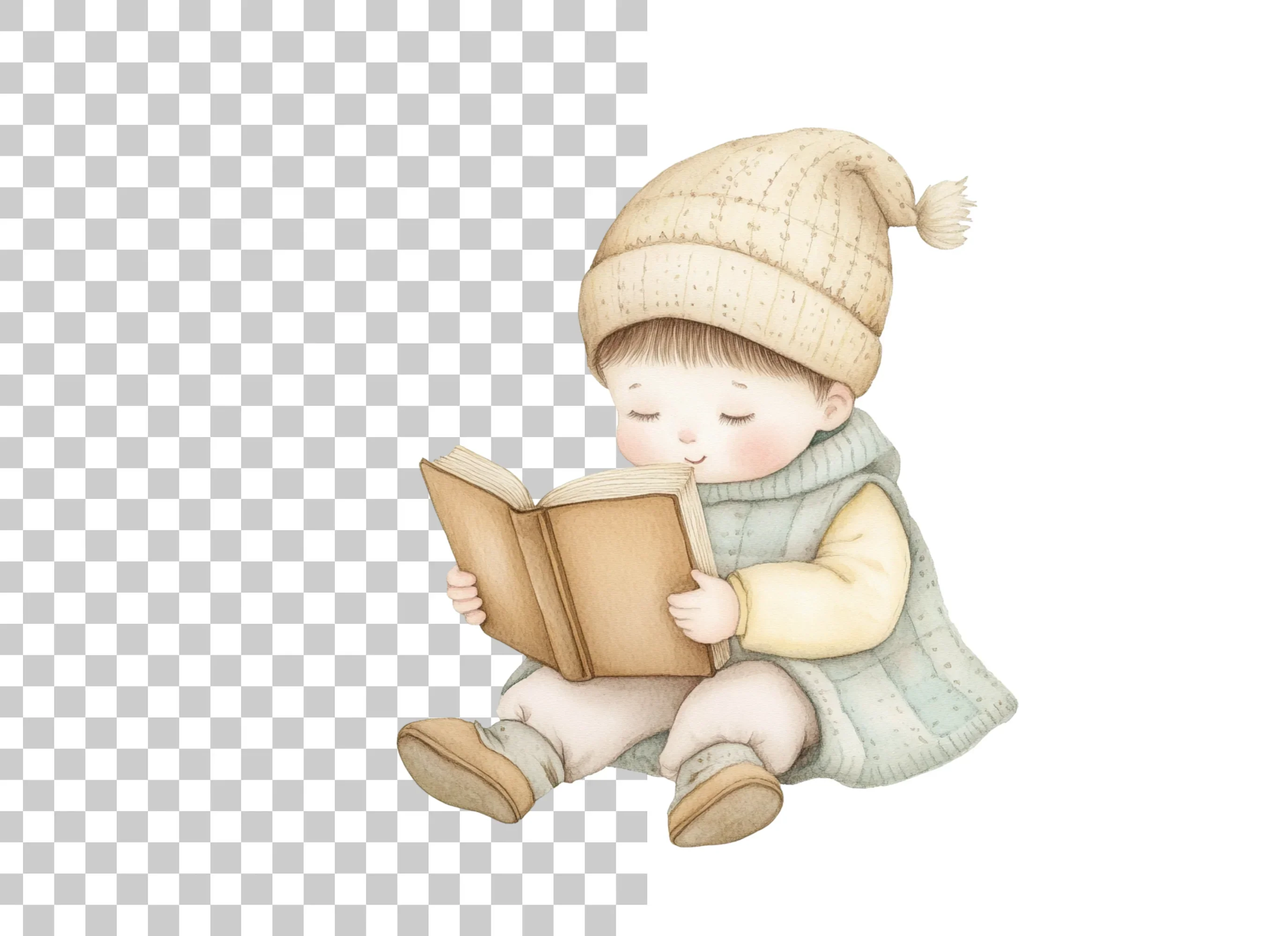 Cute Baby Reading Book Clipart Bundle - Image 6