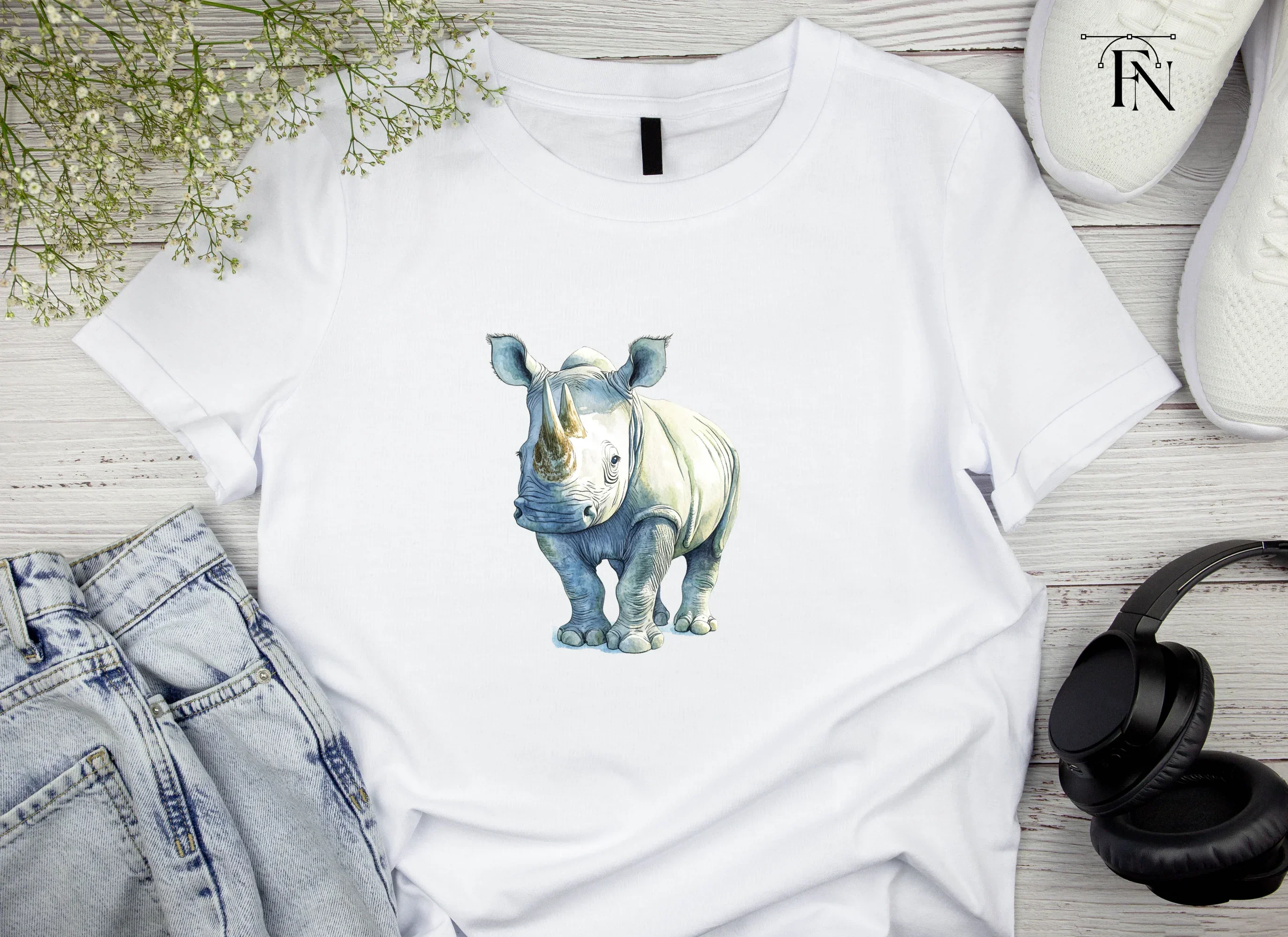 Cute Baby Rhino Clipart Bundle - Image 4