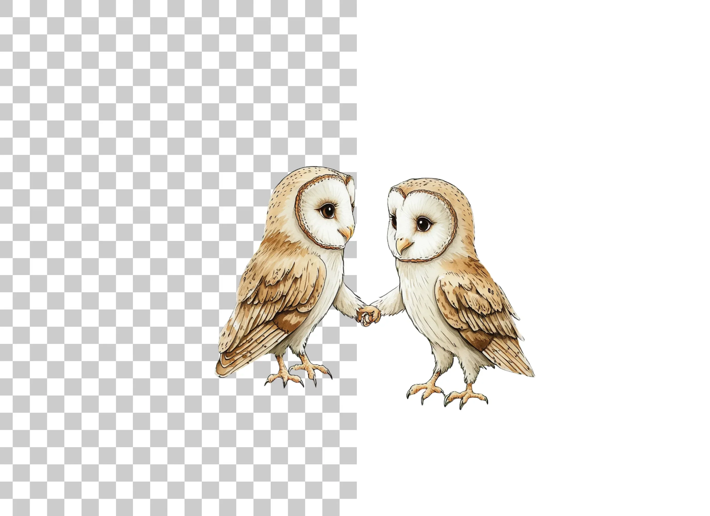 Cute Barn Owls Holding Hands Clipart Bundle - Image 2