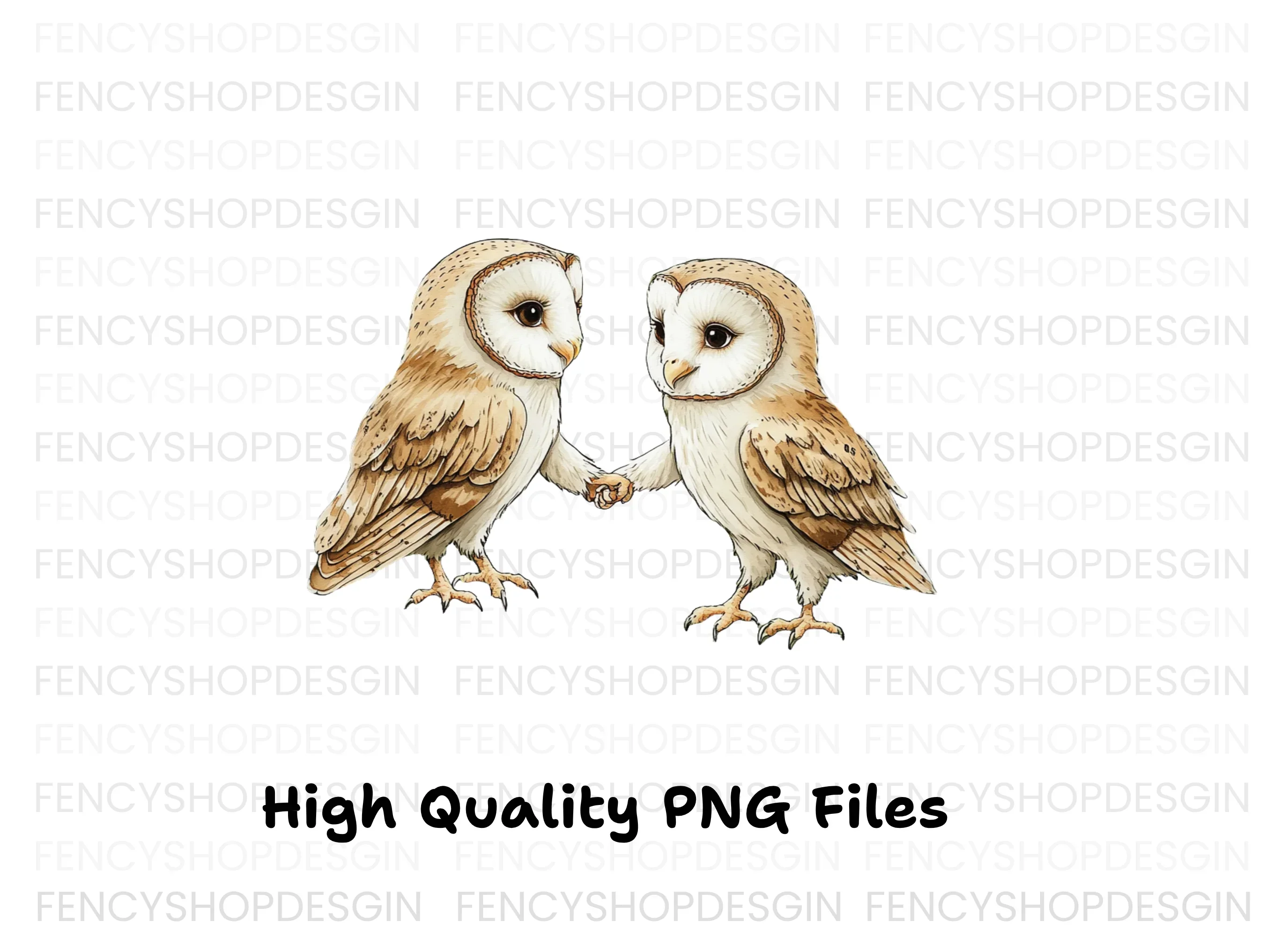Cute Barn Owls Holding Hands Clipart Bundle - Image 4