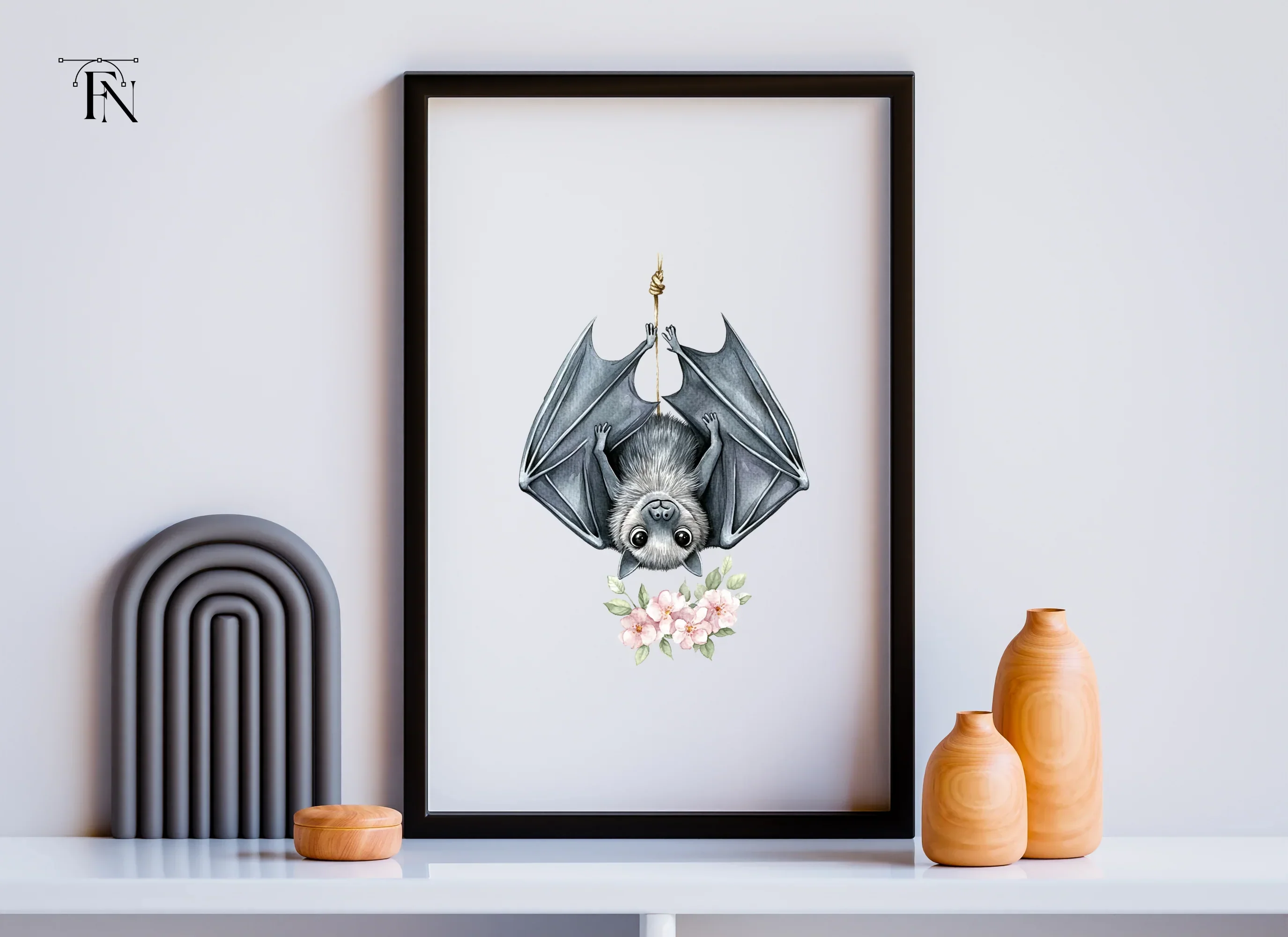 Cute Bat with Flowers Clipart Bundle - Image 4