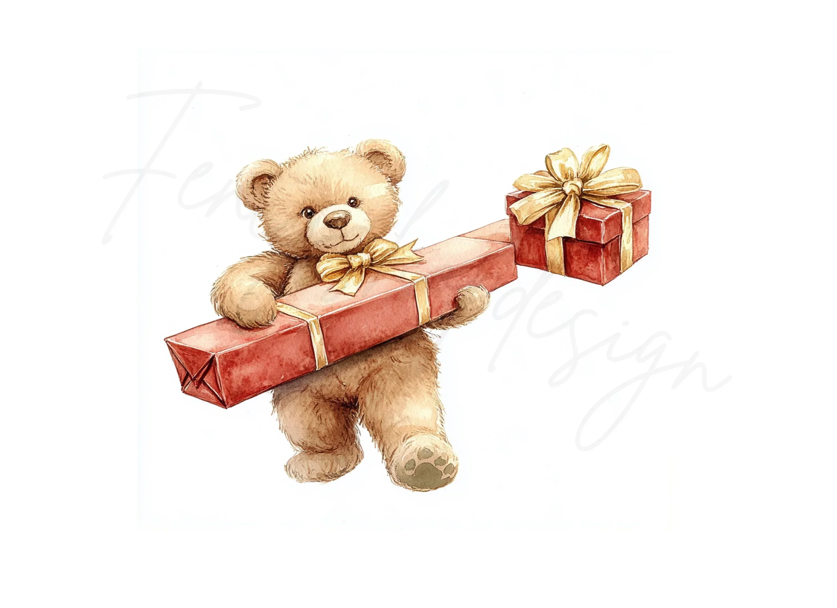 Cute Bear Holding Gifts Clipart Bundle - Image 2