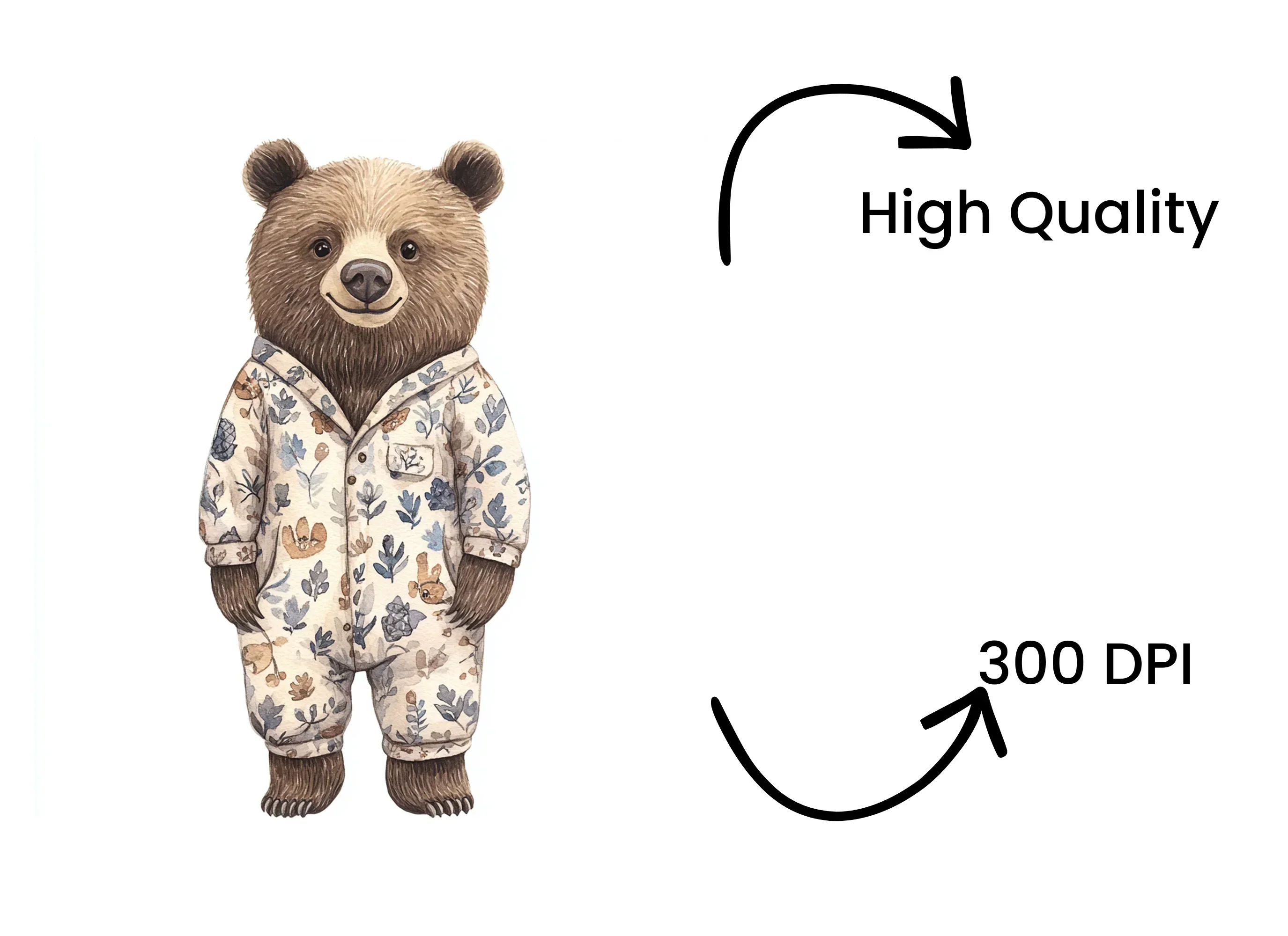 Cute Bear Pajamas Clipart Bundle - Image 4