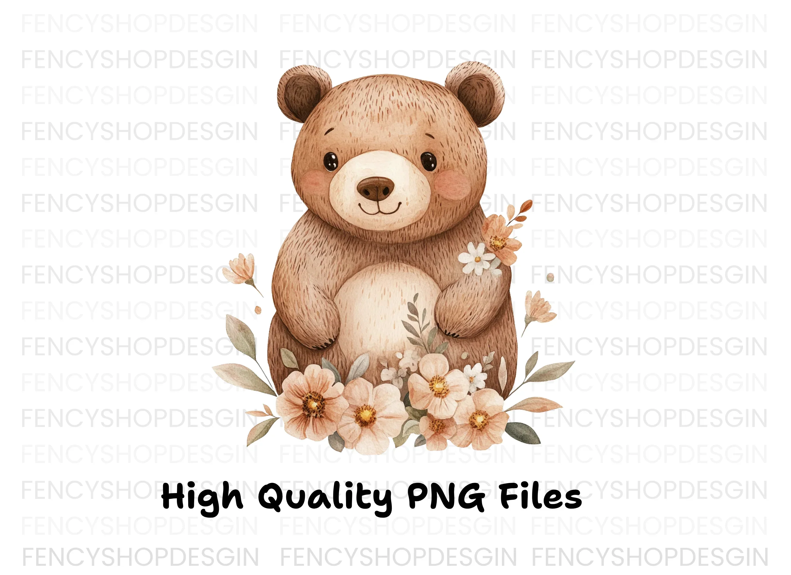 Cute Bear with Flowers Clipart Bundle - Image 2