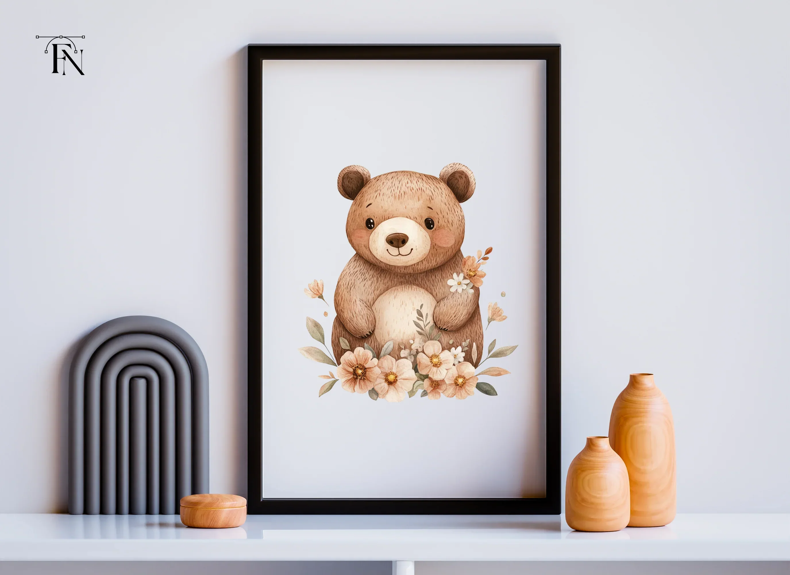 Cute Bear with Flowers Clipart Bundle - Image 3
