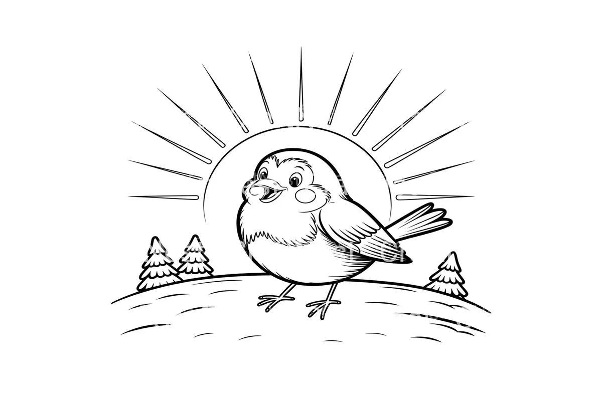 Cute Birdie Winter Scene Coloring Books - Image 3