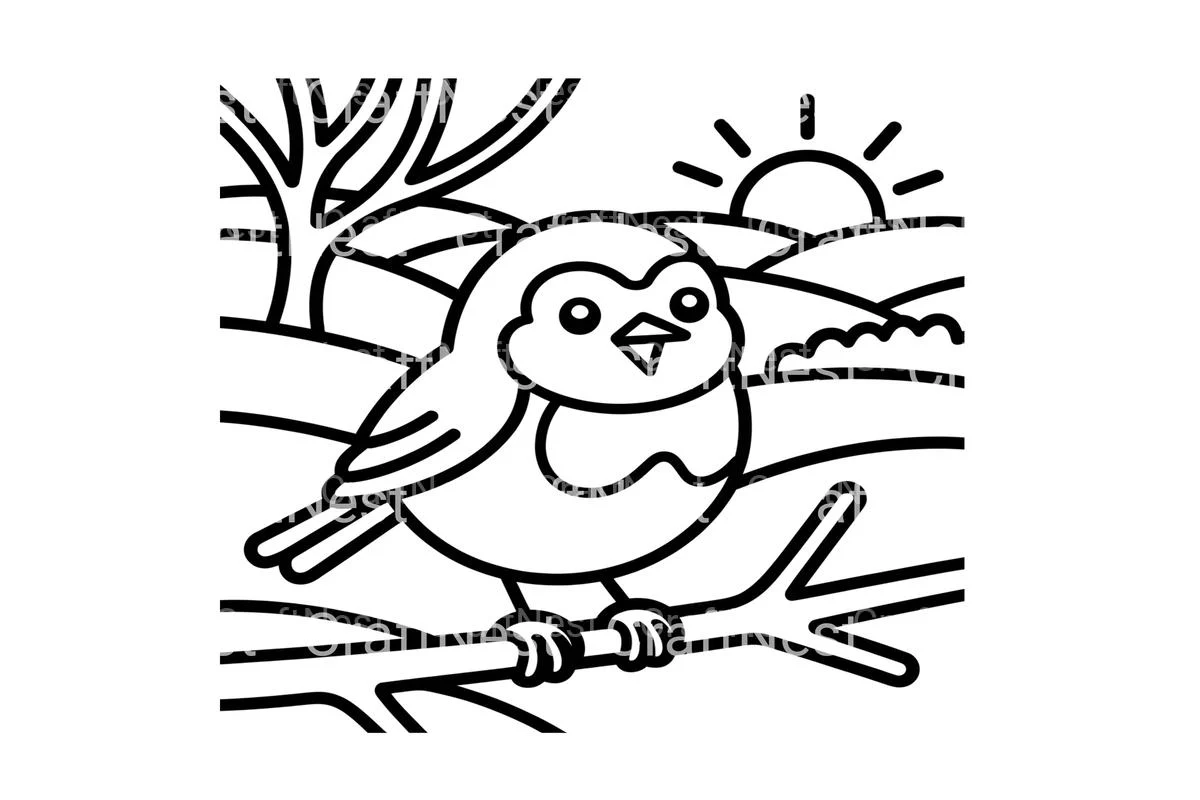 Cute Birdie Winter Scene Coloring Books - Image 4