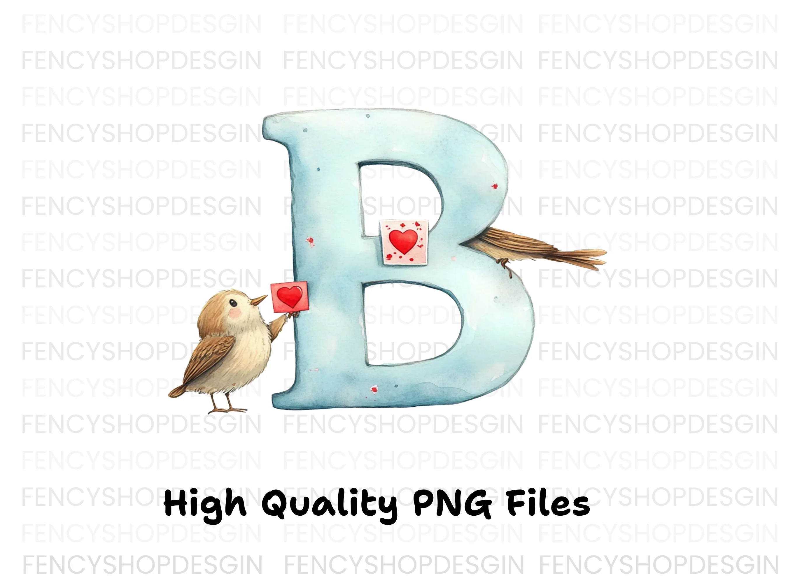 Cute Birds and Love Letter Alphabet Clipart Bundle - Image 2