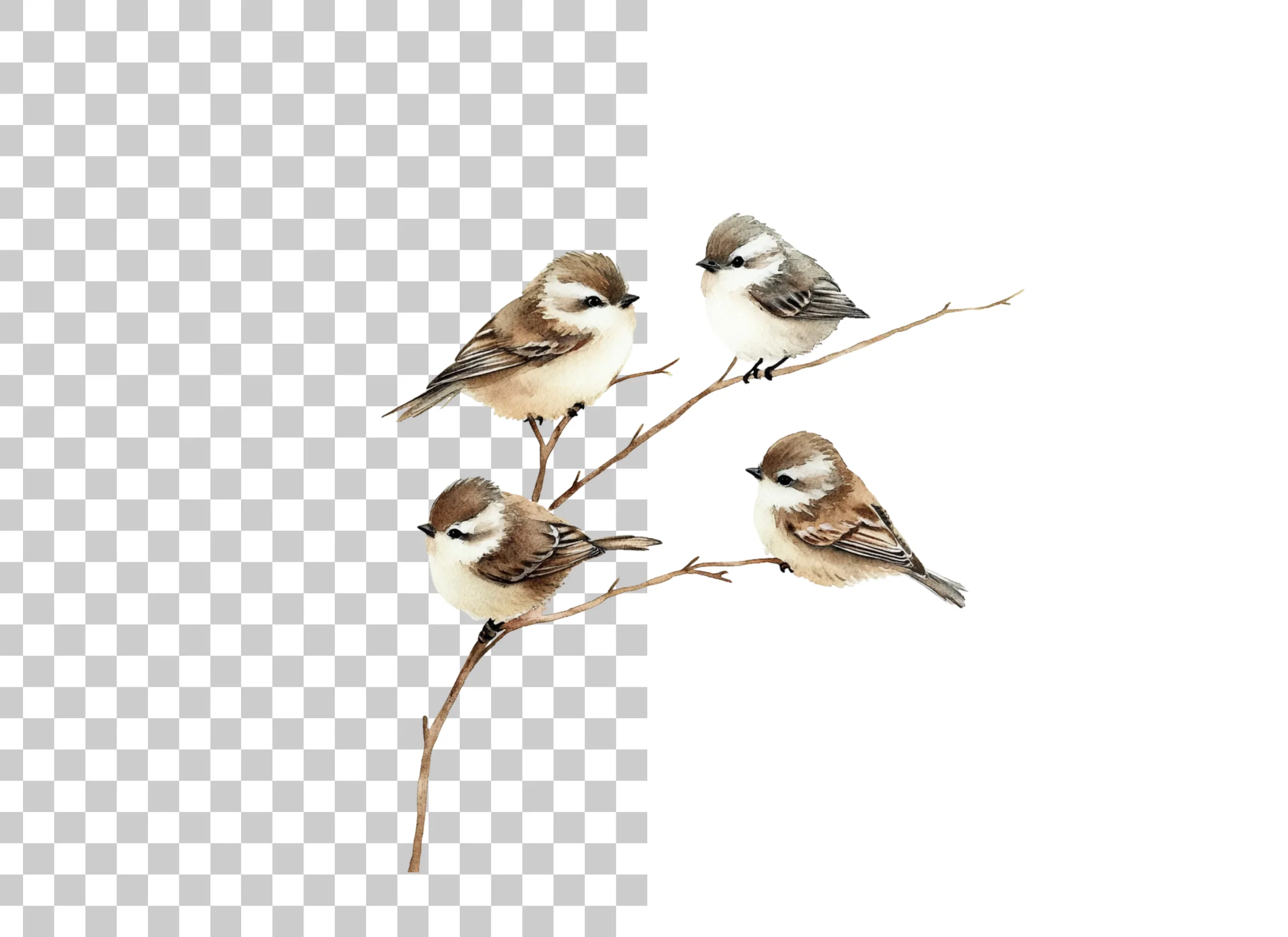 Cute Birds on Branch Clipart Bundle - Image 2