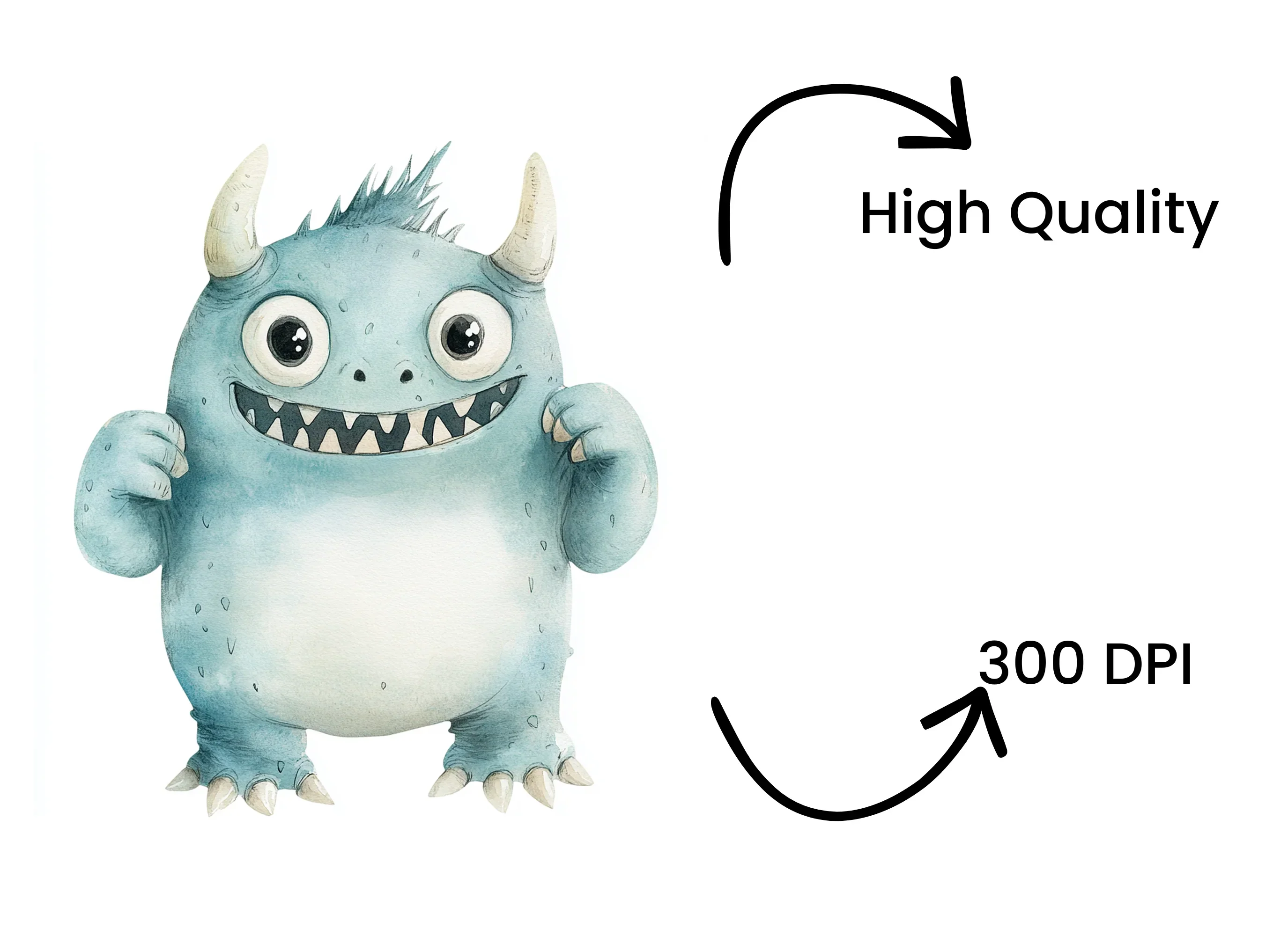 Cute Blue Monster Clipart Bundle - Image 4