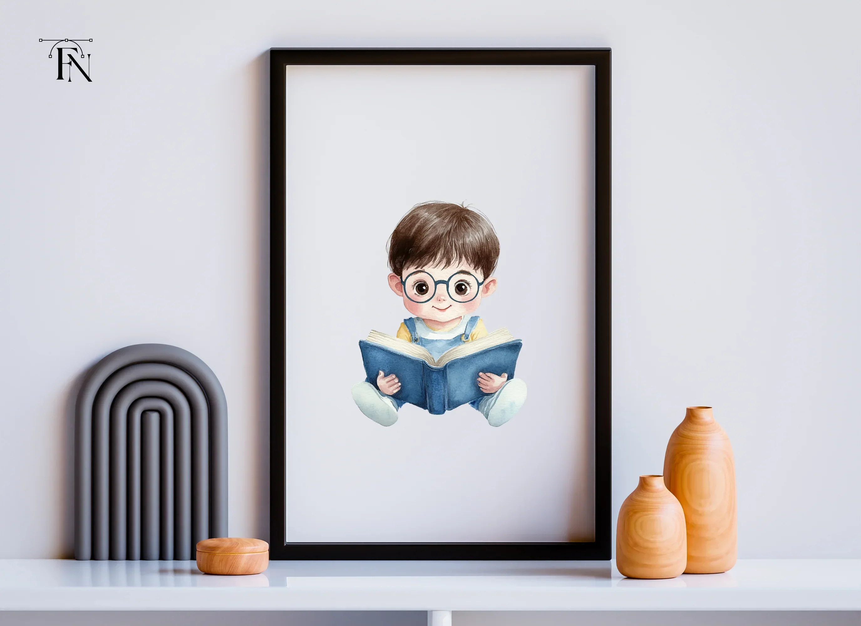 Cute Boy Reading Book Clipart Bundle - Image 6