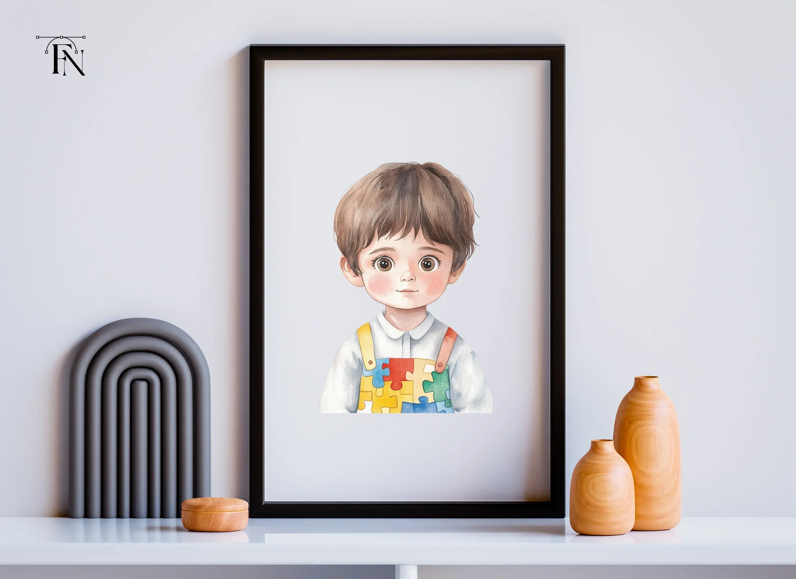 Cute Boys in Puzzle Overalls Clipart Bundle - Image 5
