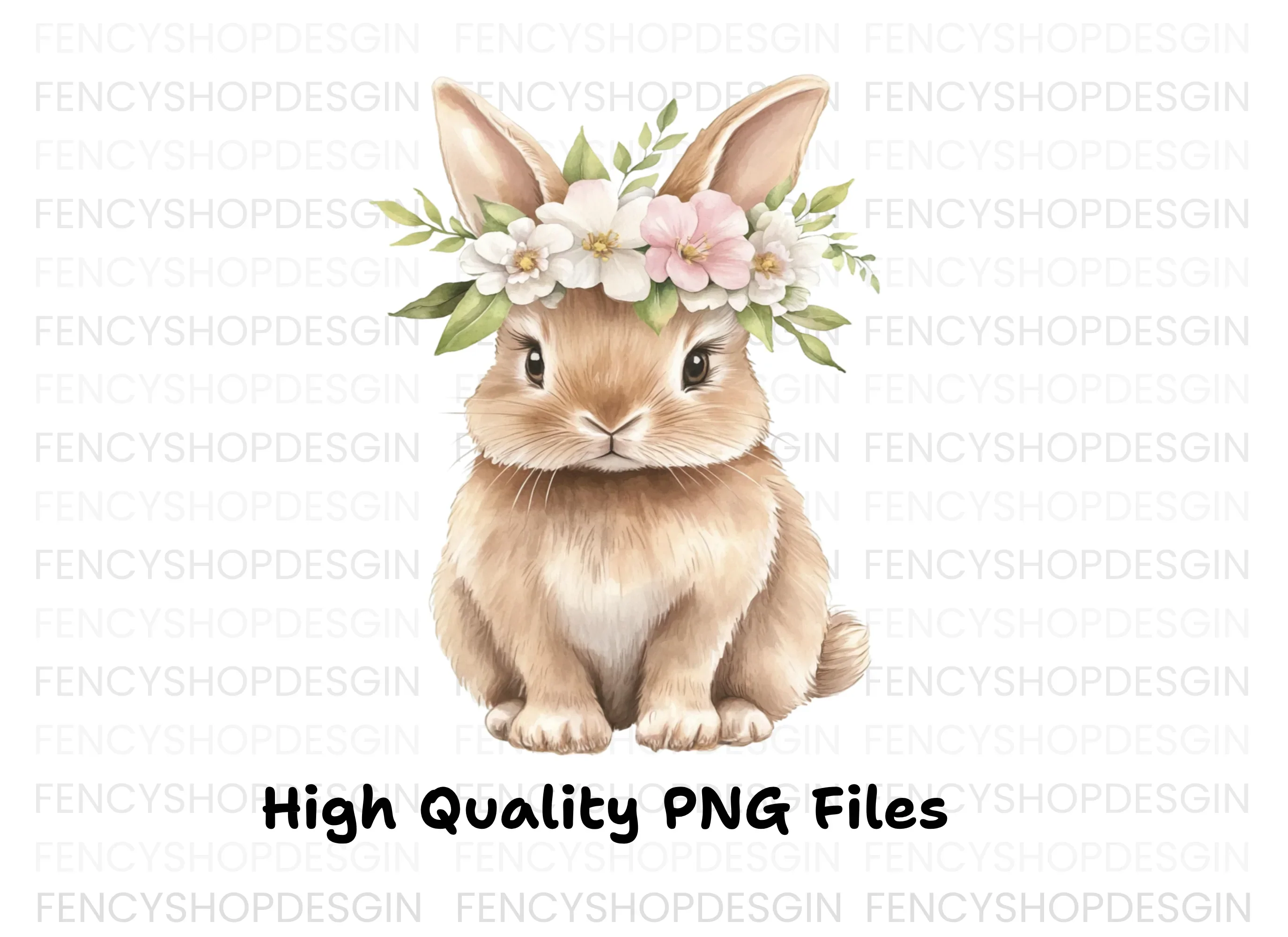 Cute Bunnies with Flower Crowns Clipart Bundle - Image 3