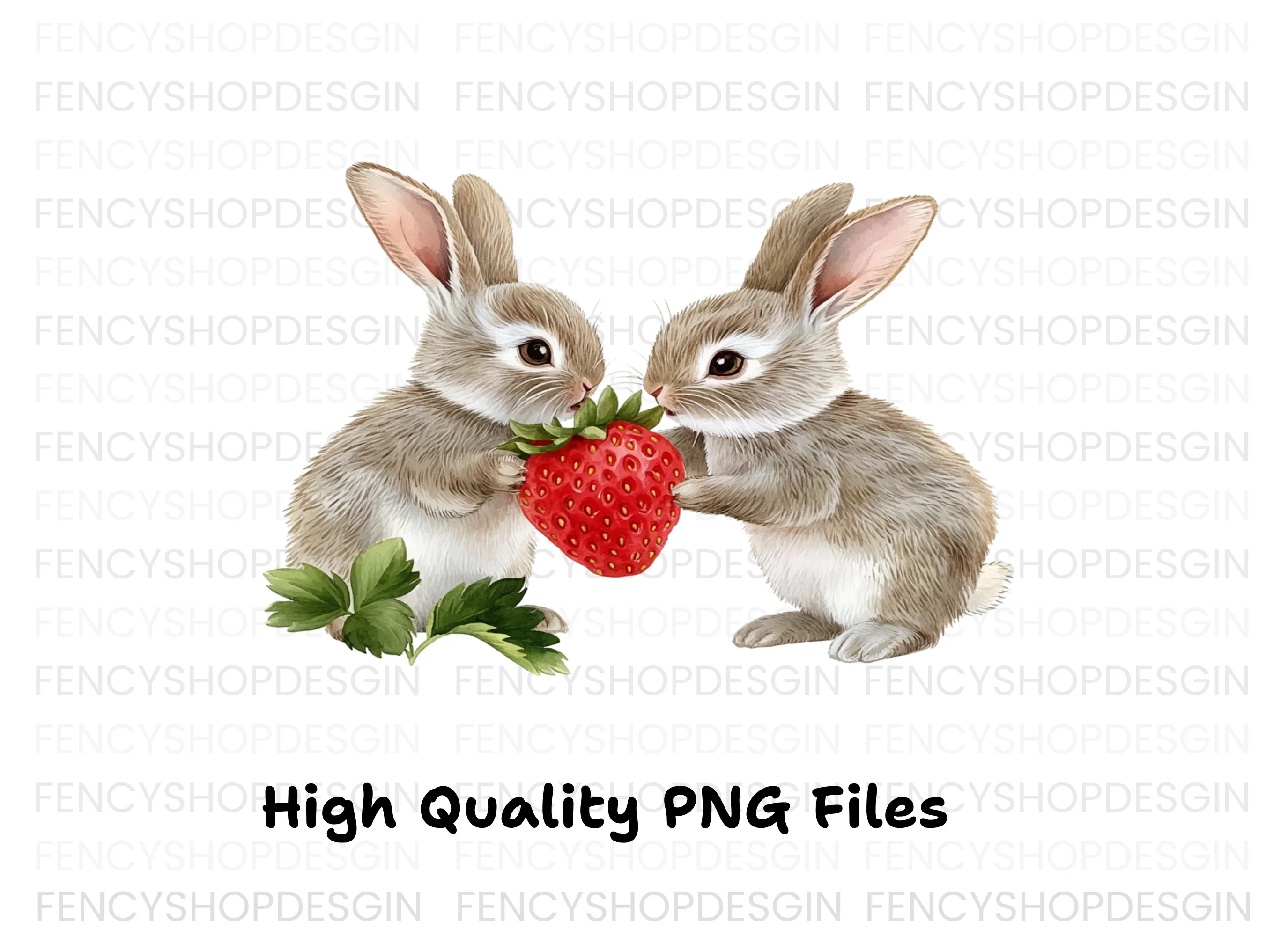 Cute Bunny Strawberry Clipart Bundle - Image 3