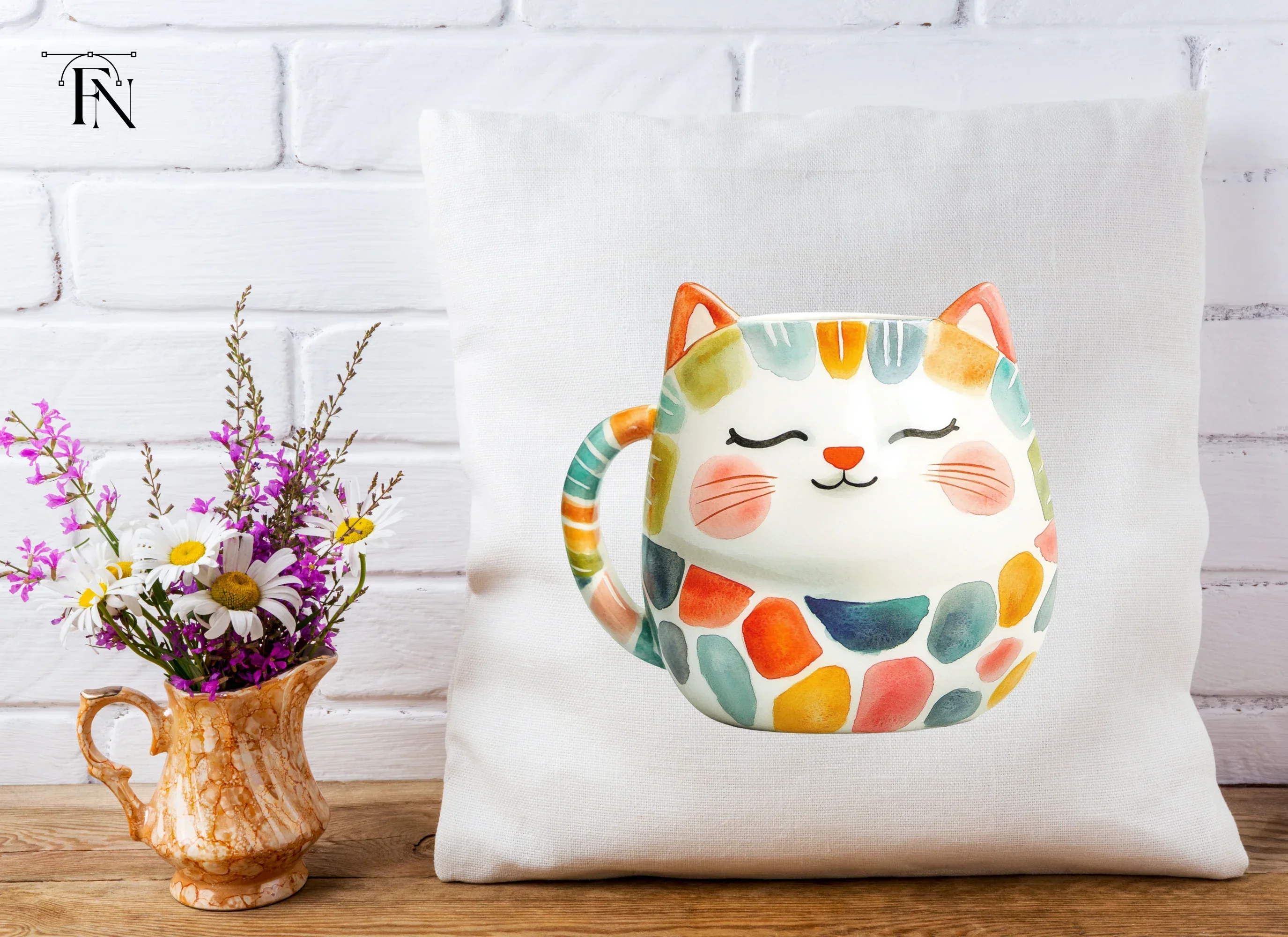 Cute Cat Mugs Clipart Bundle - Image 5