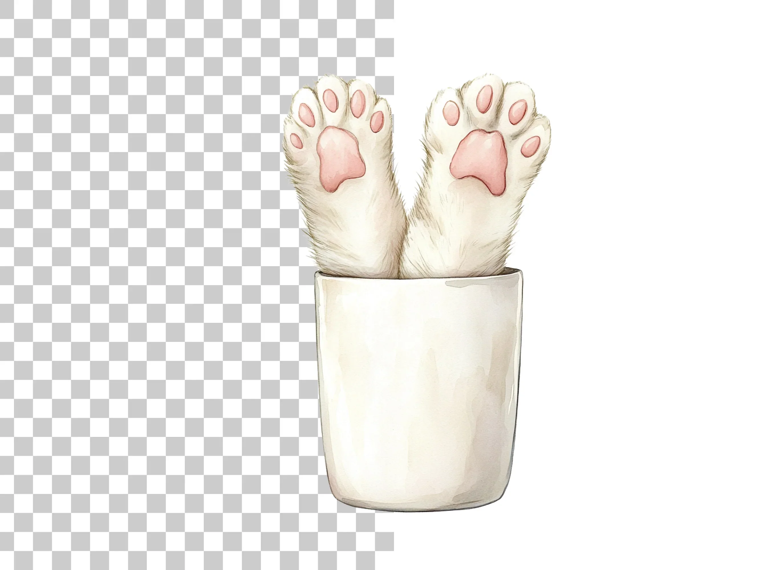 Cute Cat Paws in Cup Clipart Bundle - Image 2