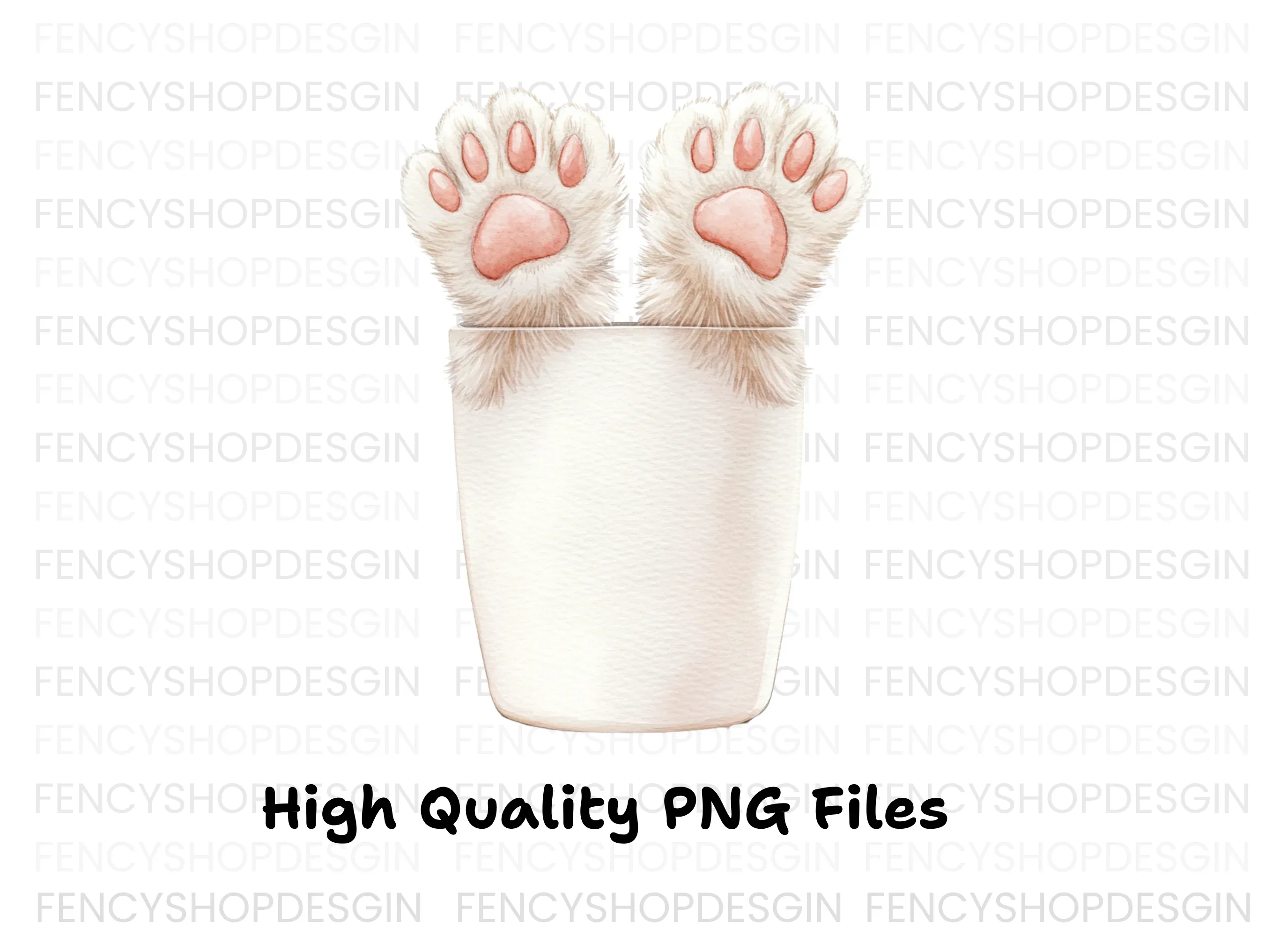 Cute Cat Paws in Cup Clipart Bundle - Image 3