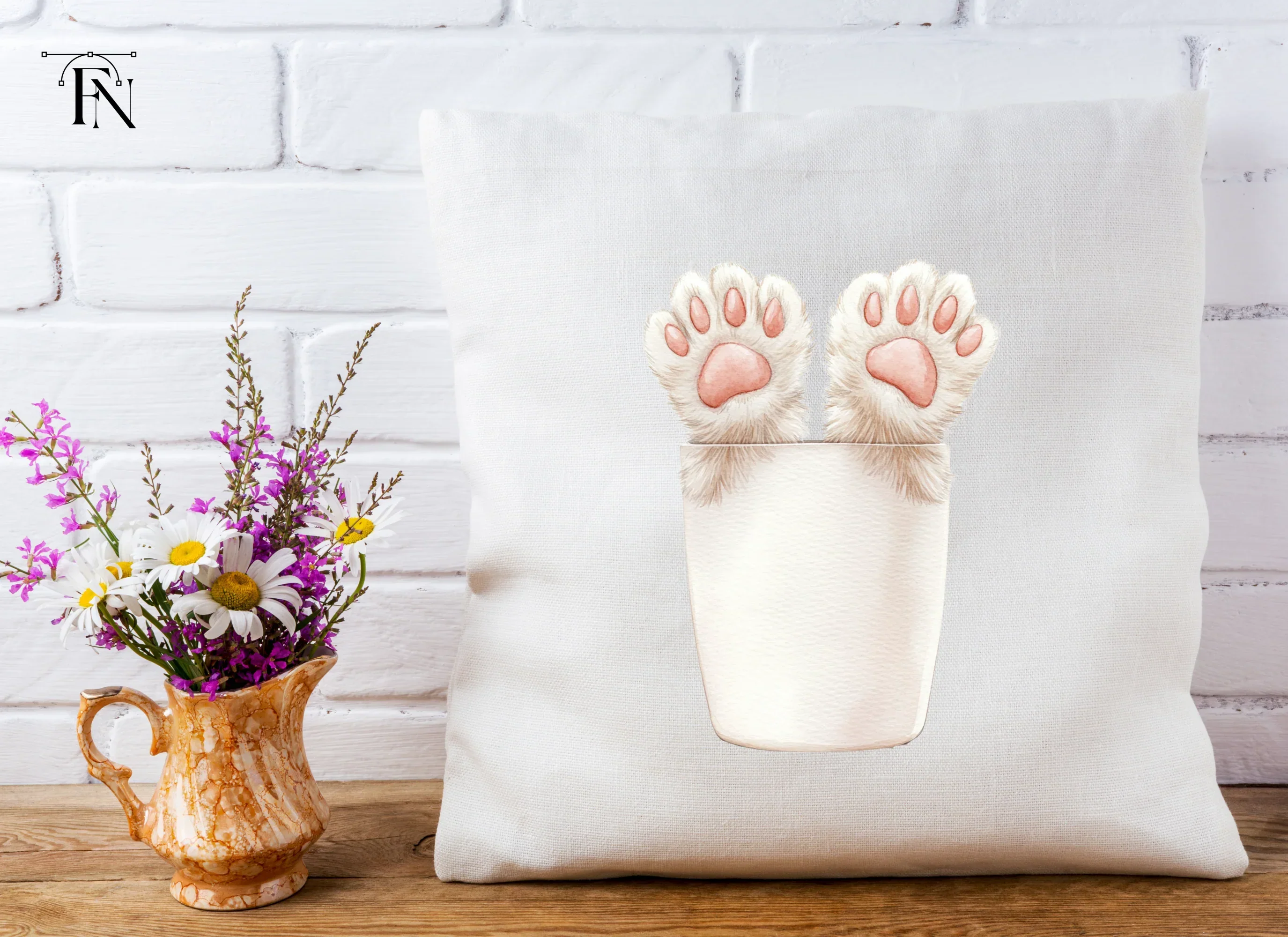 Cute Cat Paws in Cup Clipart Bundle - Image 5