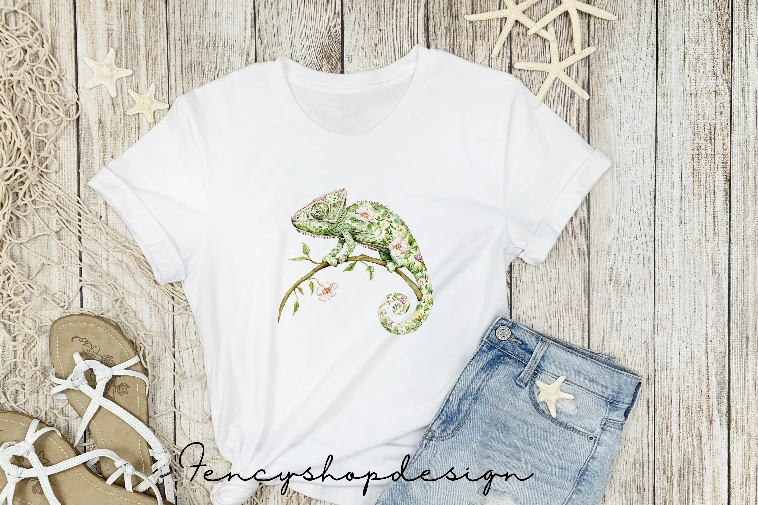 Cute Chameleon Floral Clipart Bundle - Image 4