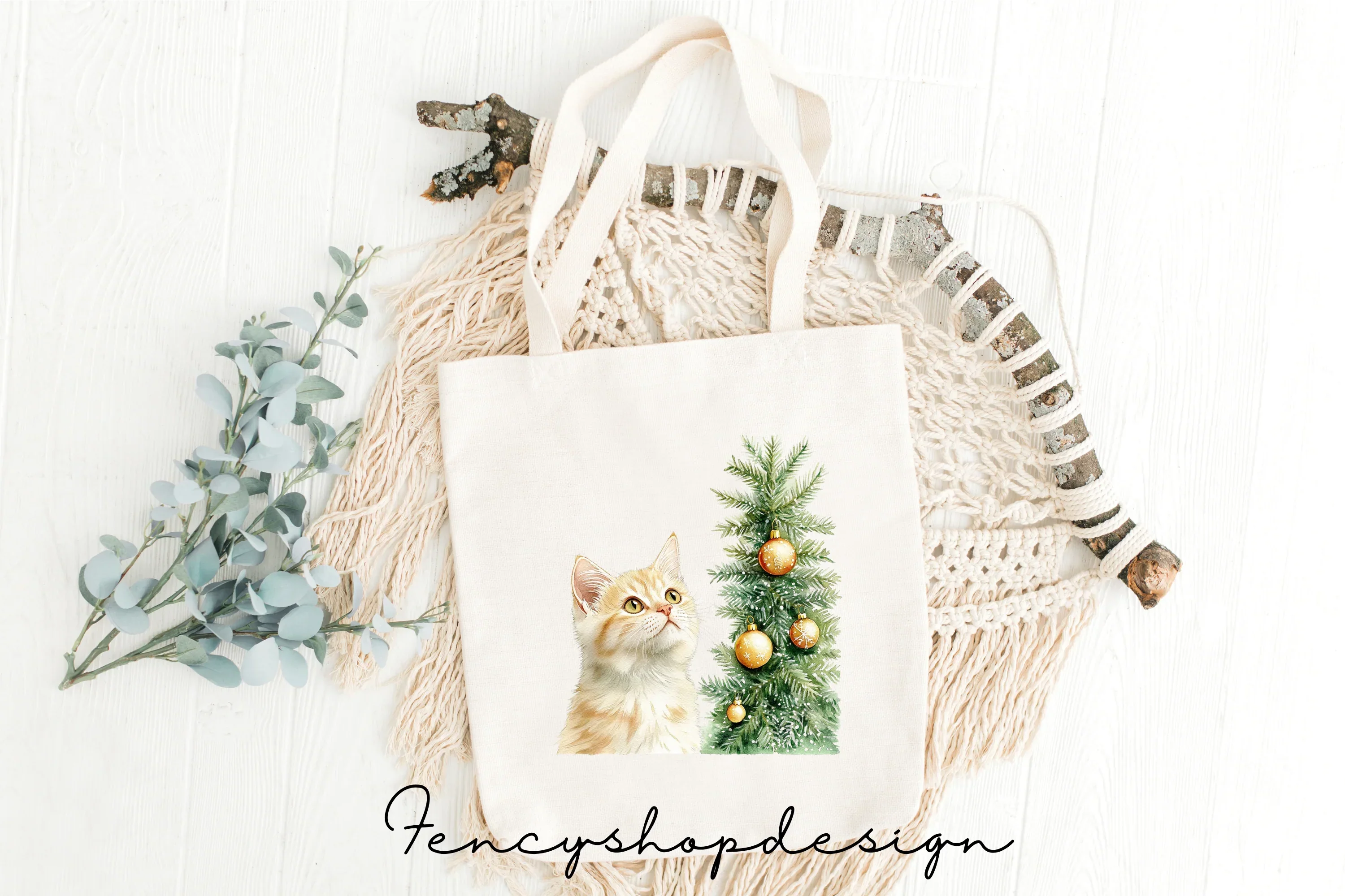 Cute Christmas Cat Clipart Bundle - Image 7