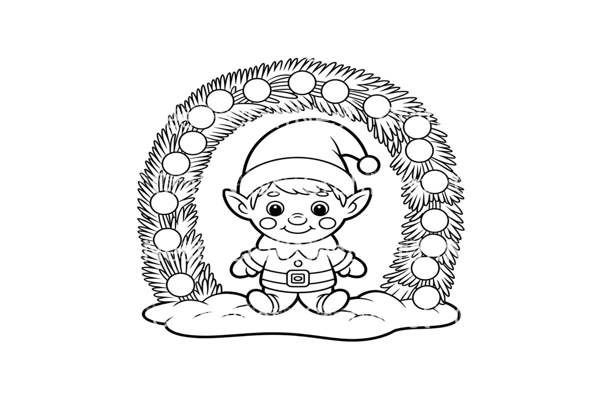 Cute Christmas Elf Coloring Books Coloring Books - Image 3