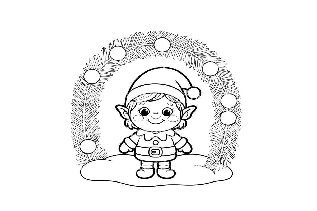 Cute Christmas Elf Coloring Books Coloring Books - Image 4