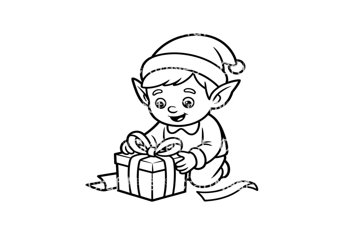 Cute Christmas Elf Gift Coloring Books - Image 4