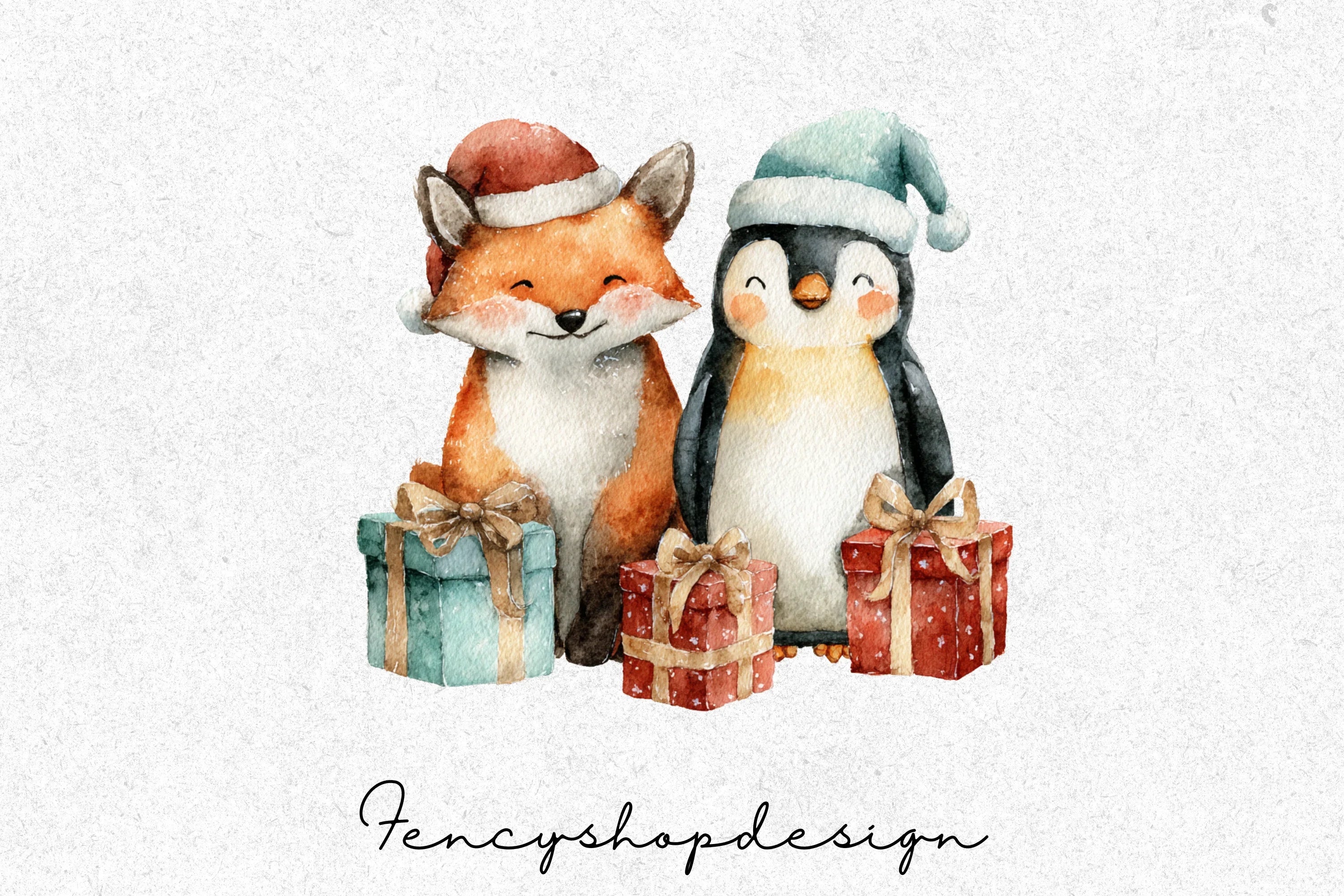 Cute Christmas Fox Clipart Bundle - Image 4
