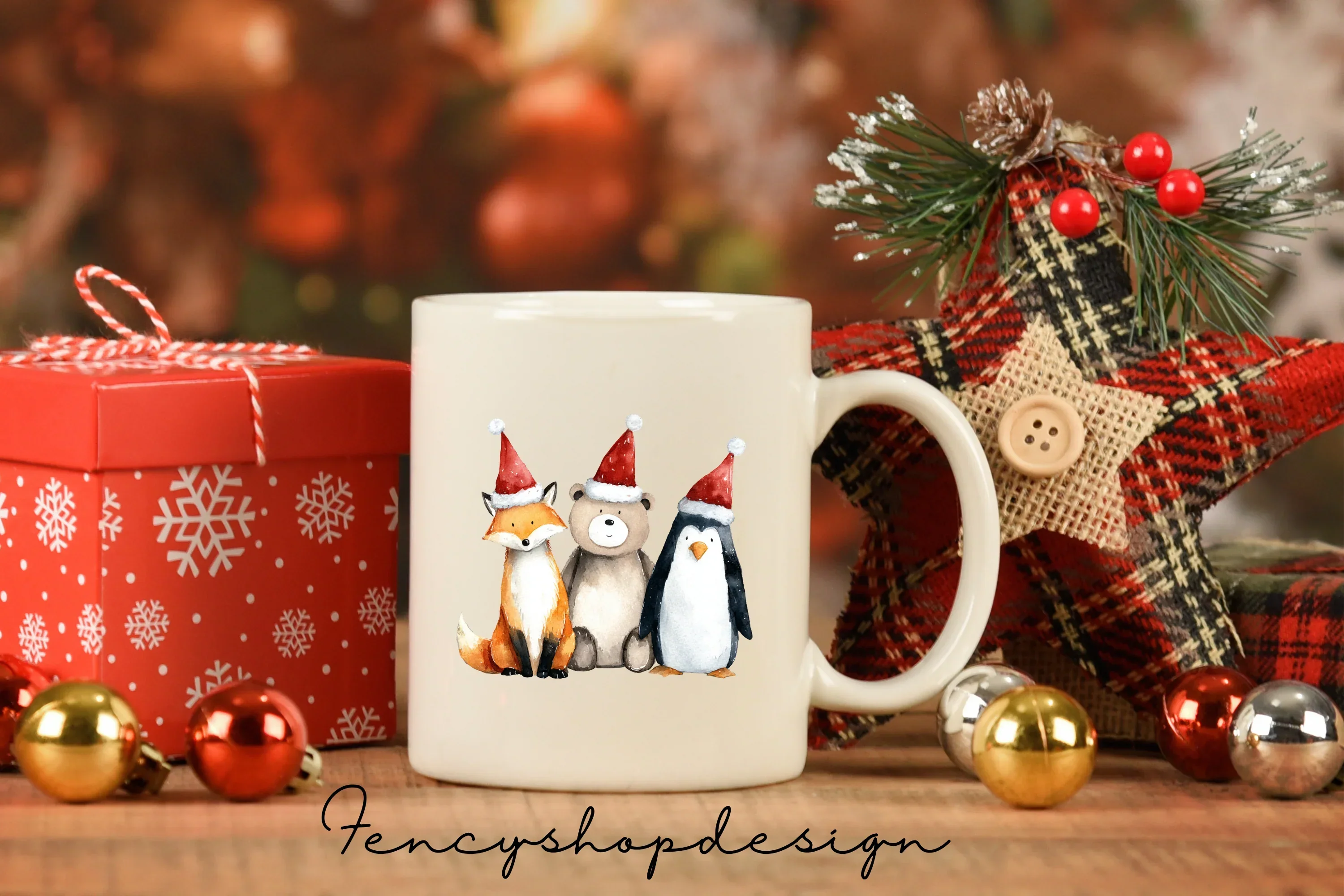 Cute Christmas Fox Clipart Bundle - Image 7