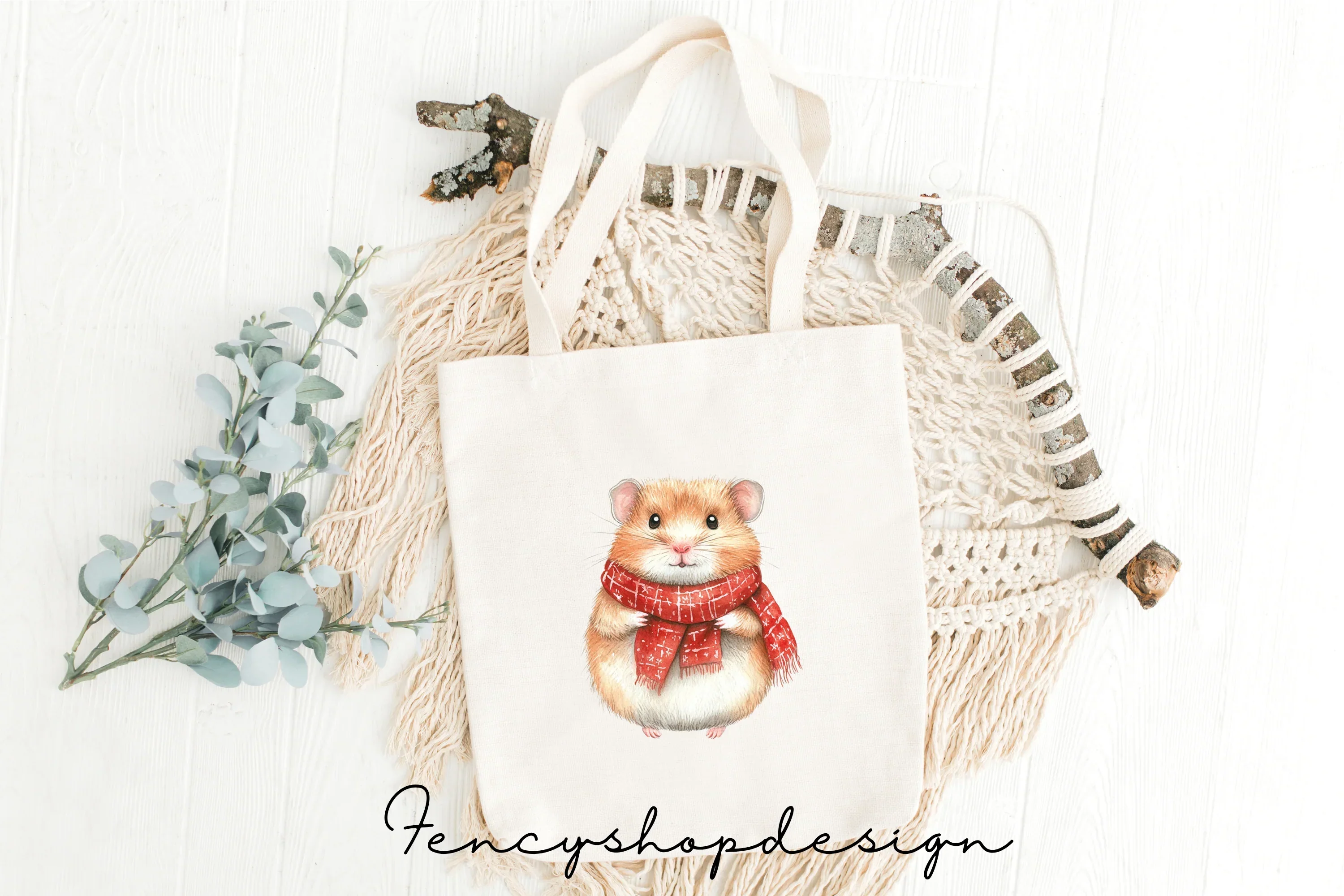 Cute Christmas Hamster Clipart Bundle - Image 2