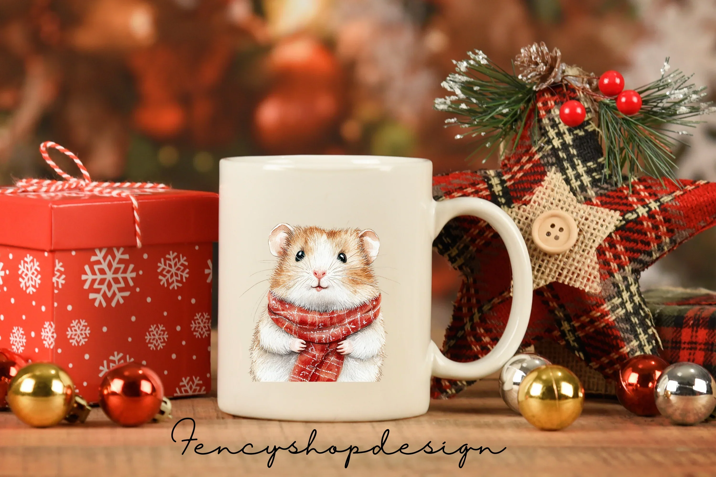 Cute Christmas Hamster Clipart Bundle - Image 3