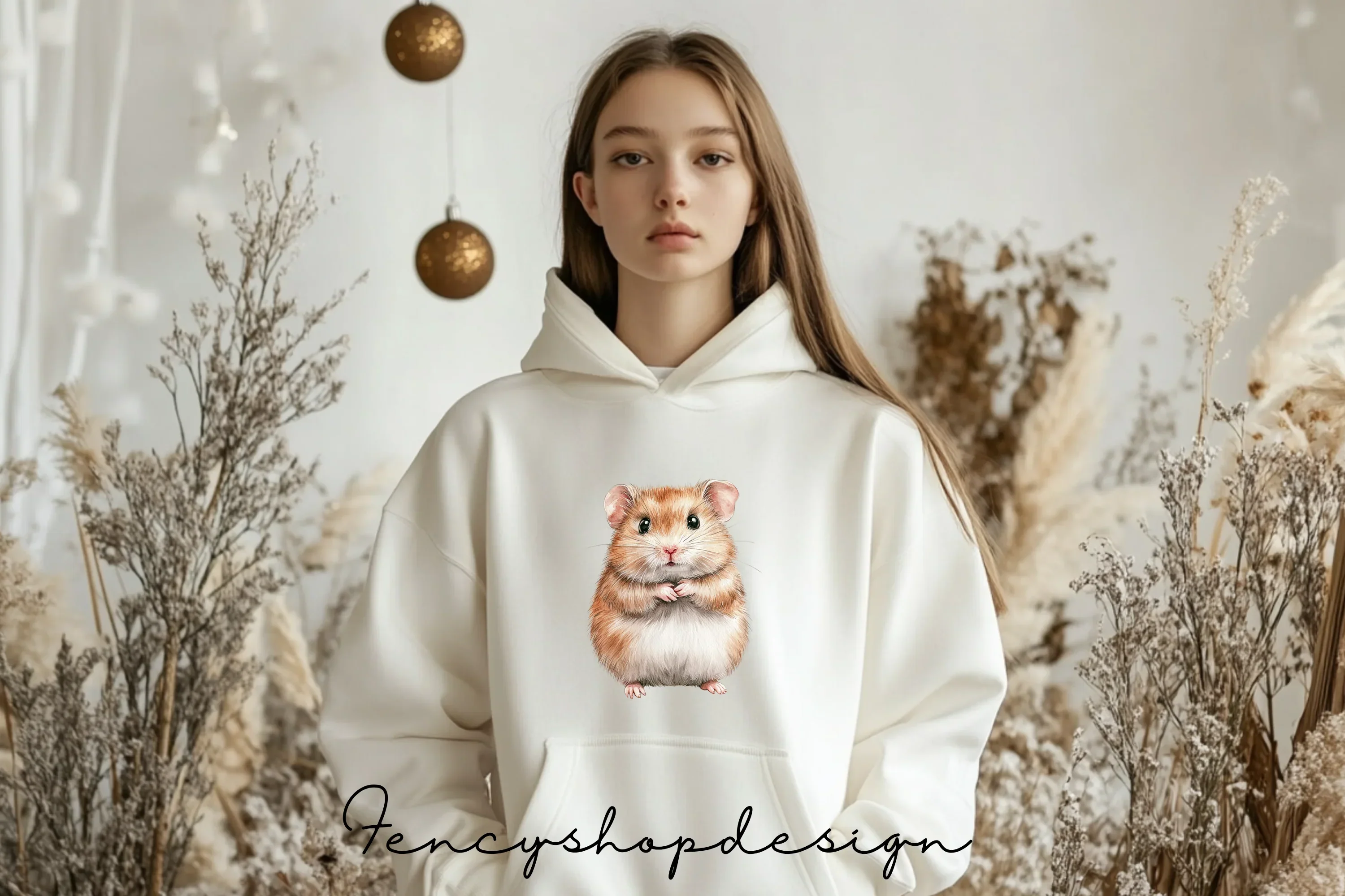 Cute Christmas Hamster Clipart Bundle - Image 4